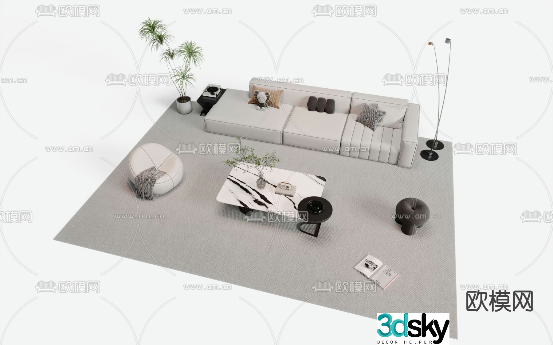 Modular sofa upholstered sofa 3d model