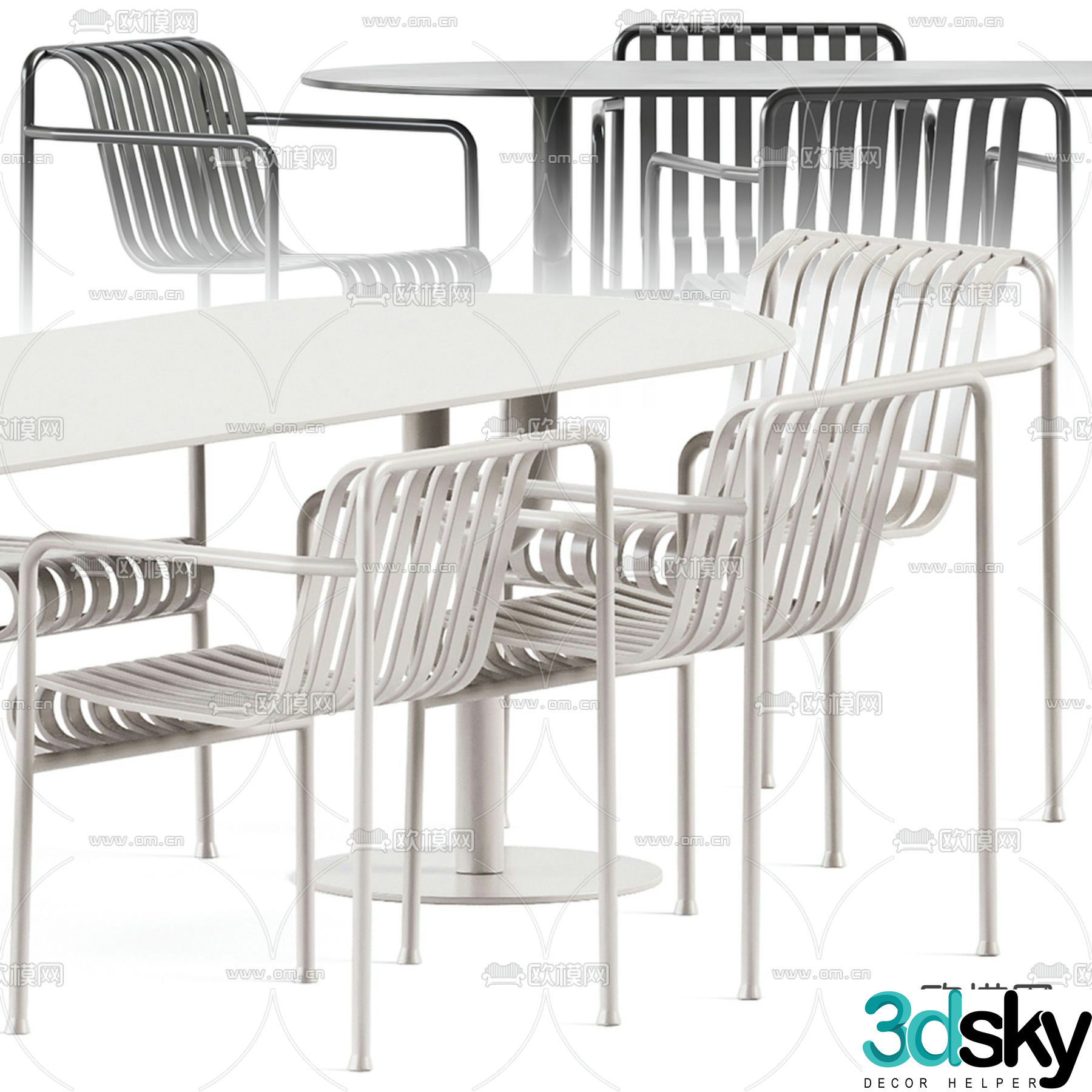 Outdoor table and chairs Wrought iron table and chair 3d model