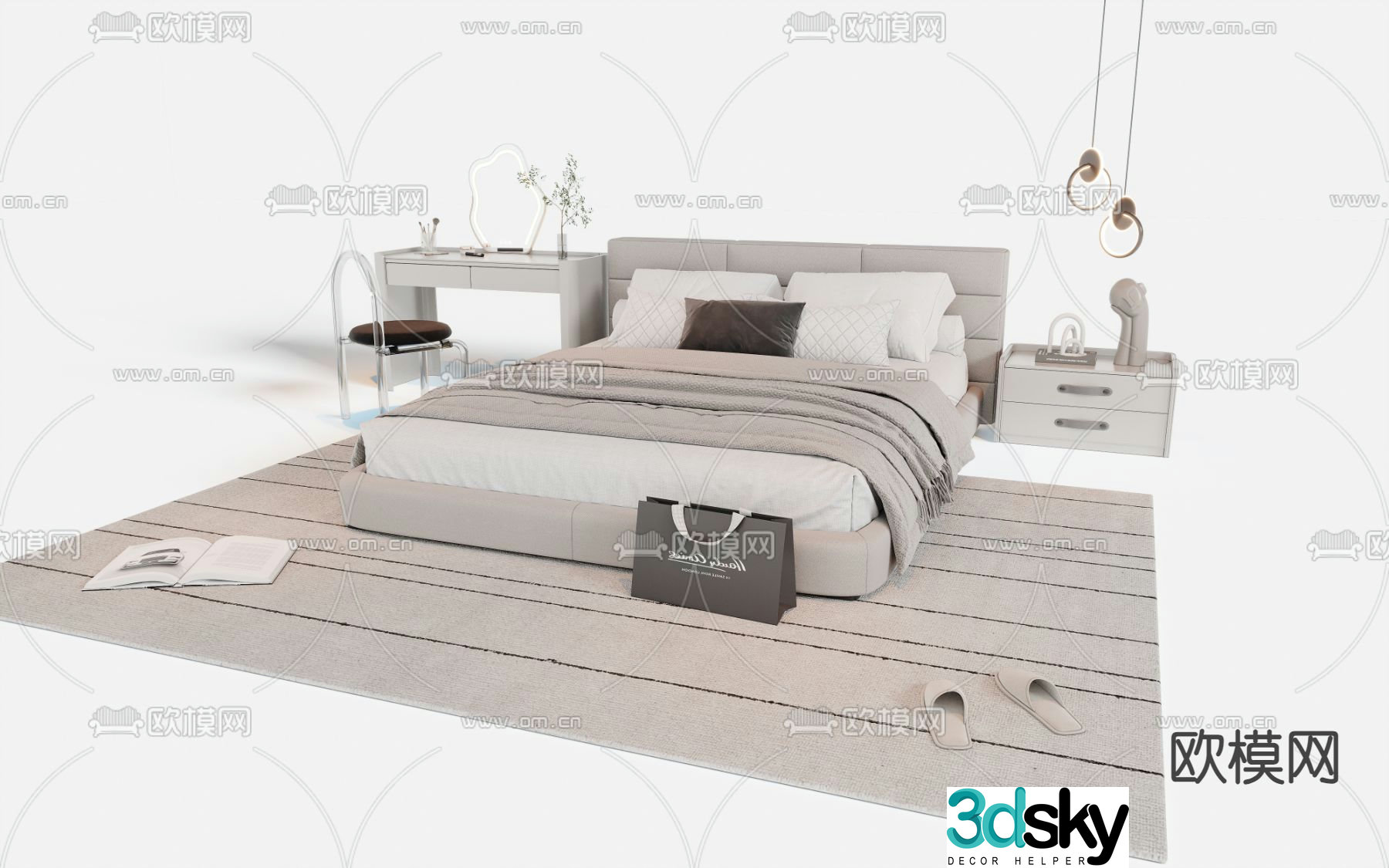 Modern double bed 3d model