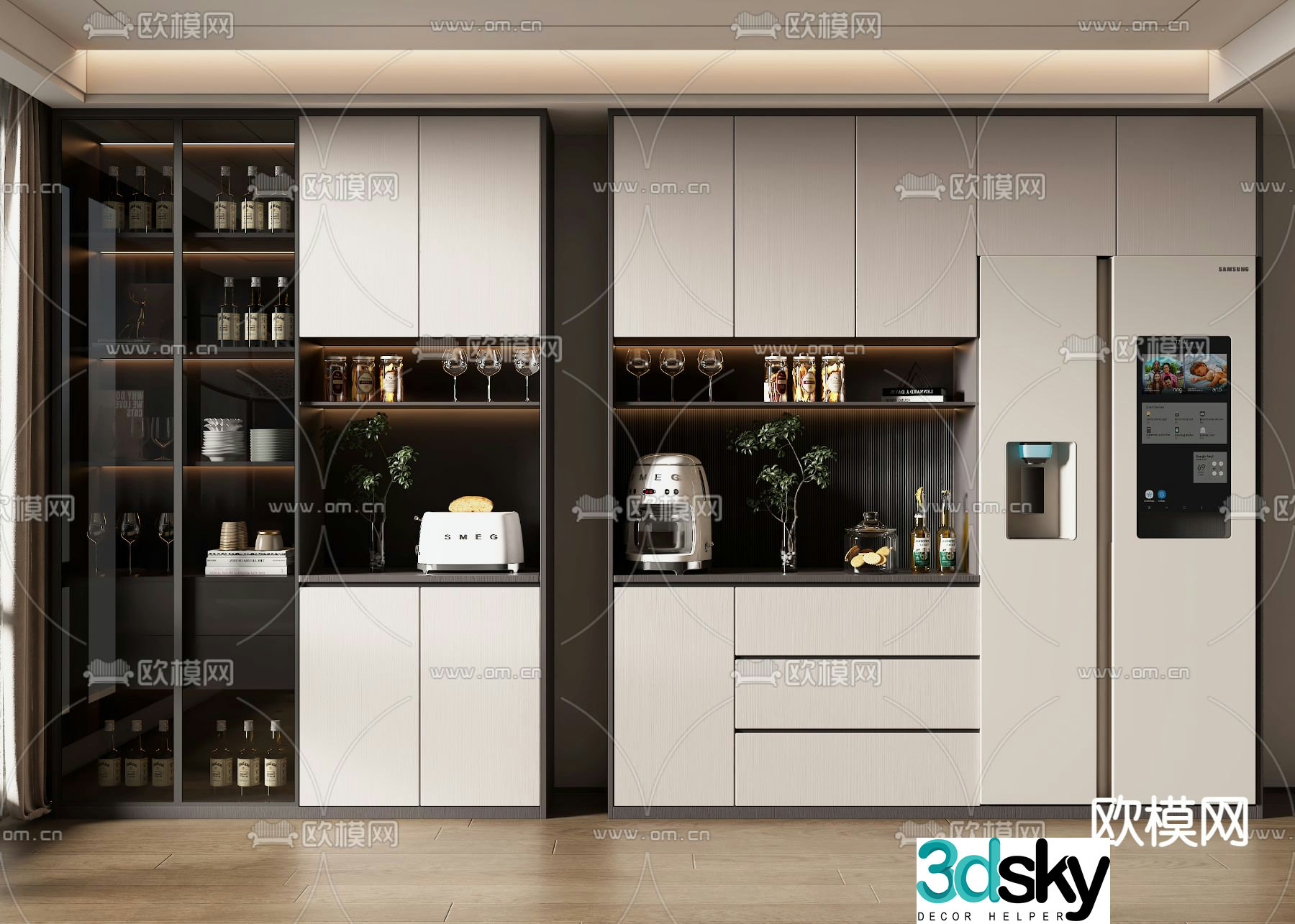 Modern wine cabinet sideboard 3d model