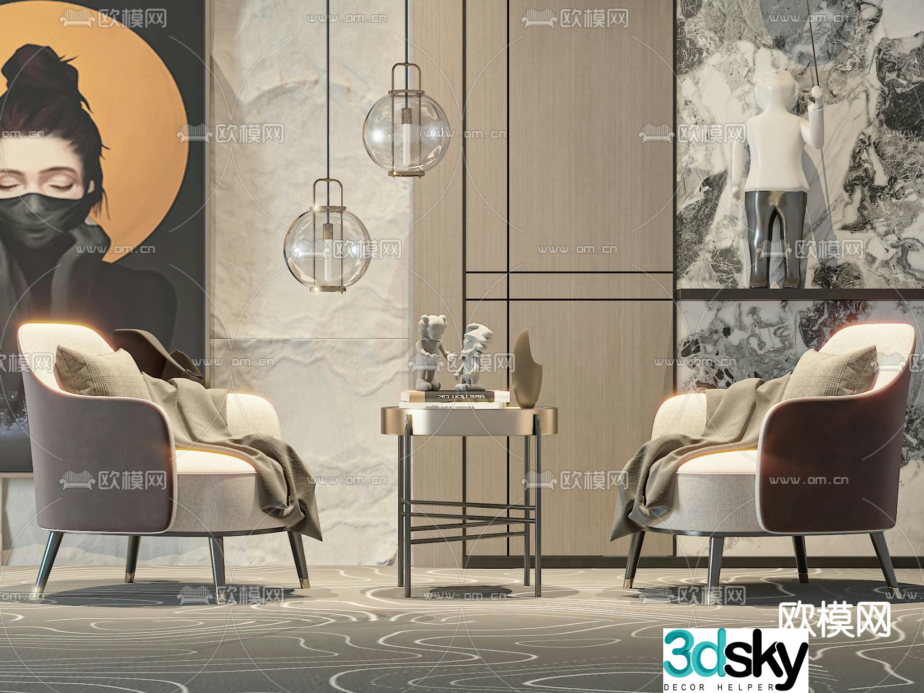 Modern sofa chair leisure chair 3d model