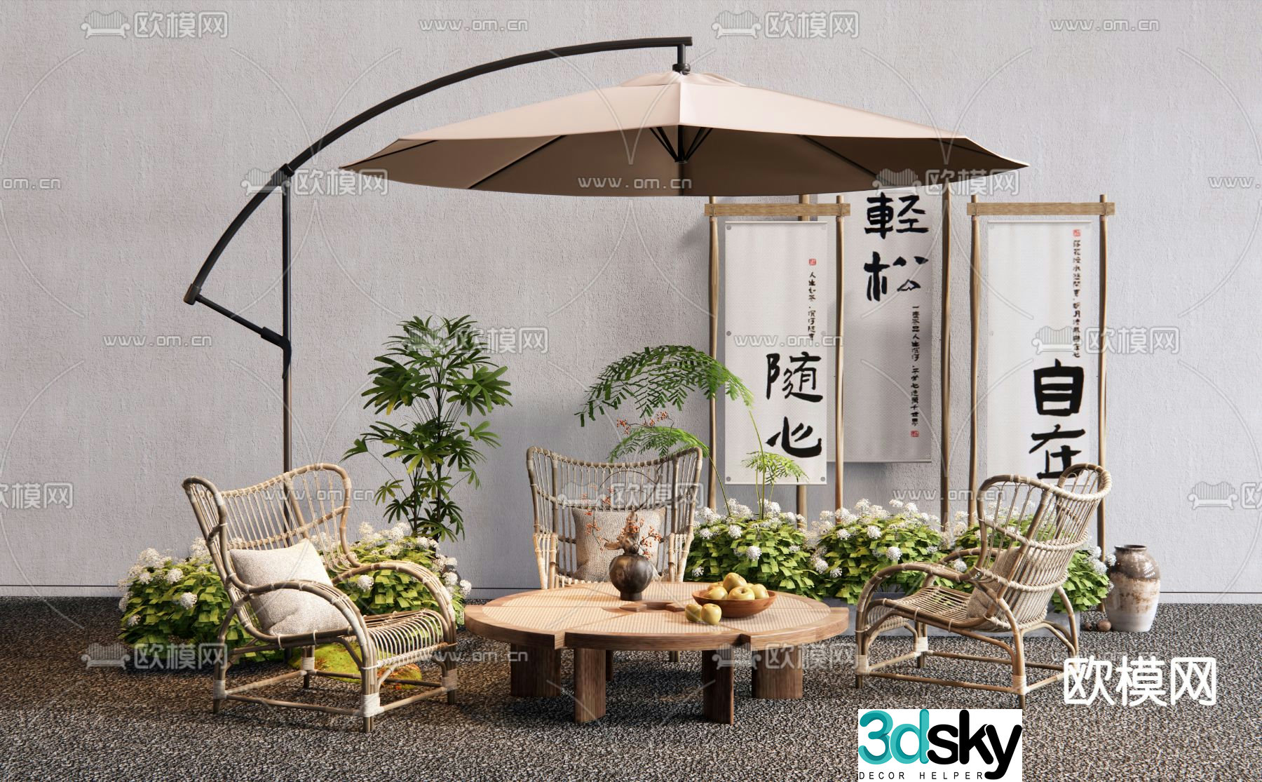 Outdoor tables and chairs camping tables and chairs commercial outdoor 3D model