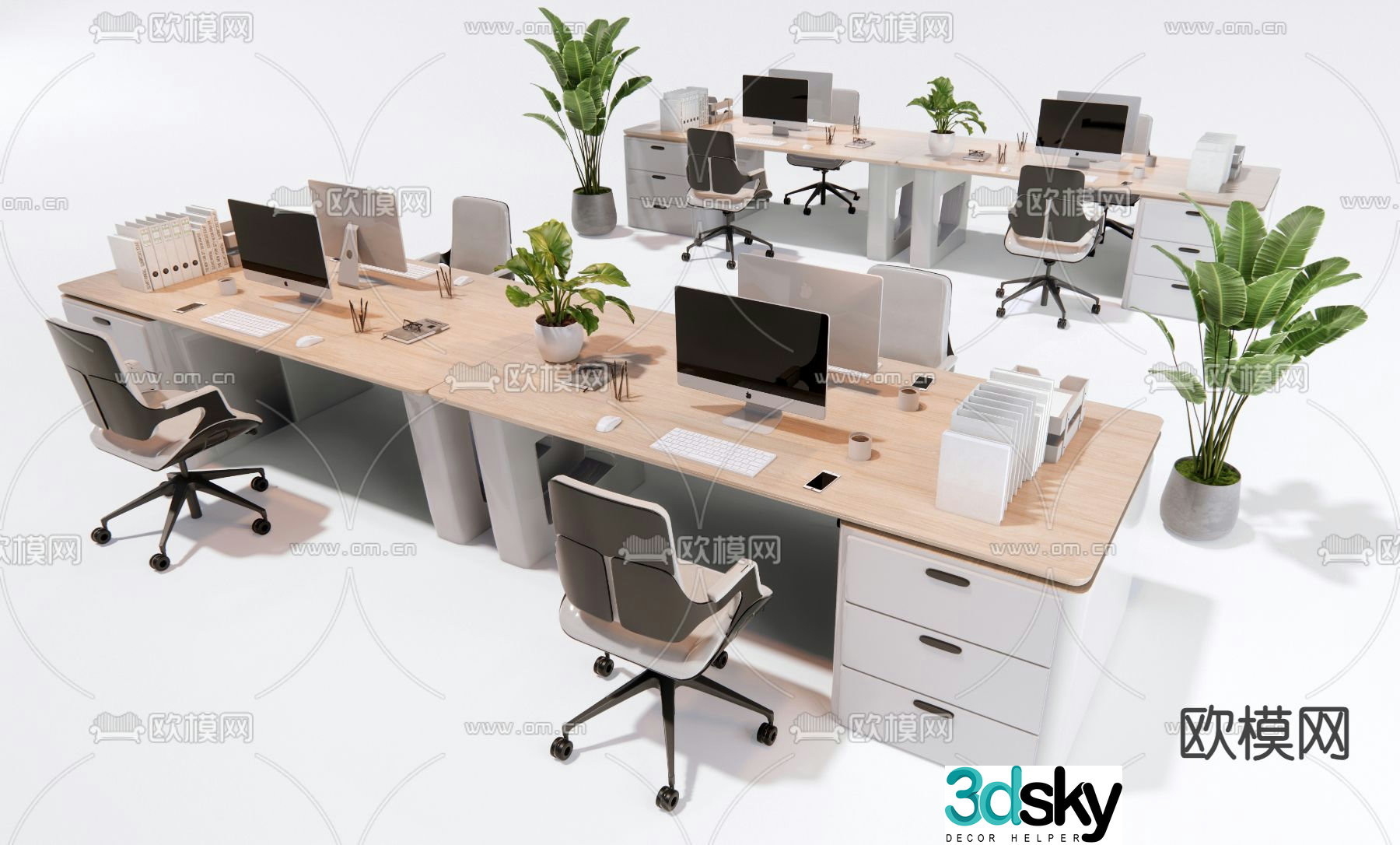 Office desk and chair position workstation 3d model