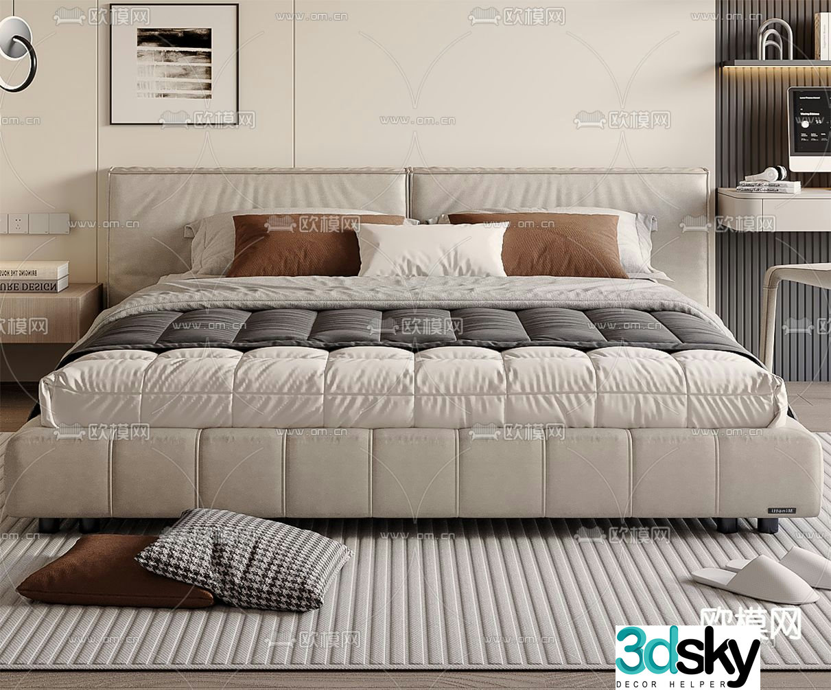 Modern double bed 3d model