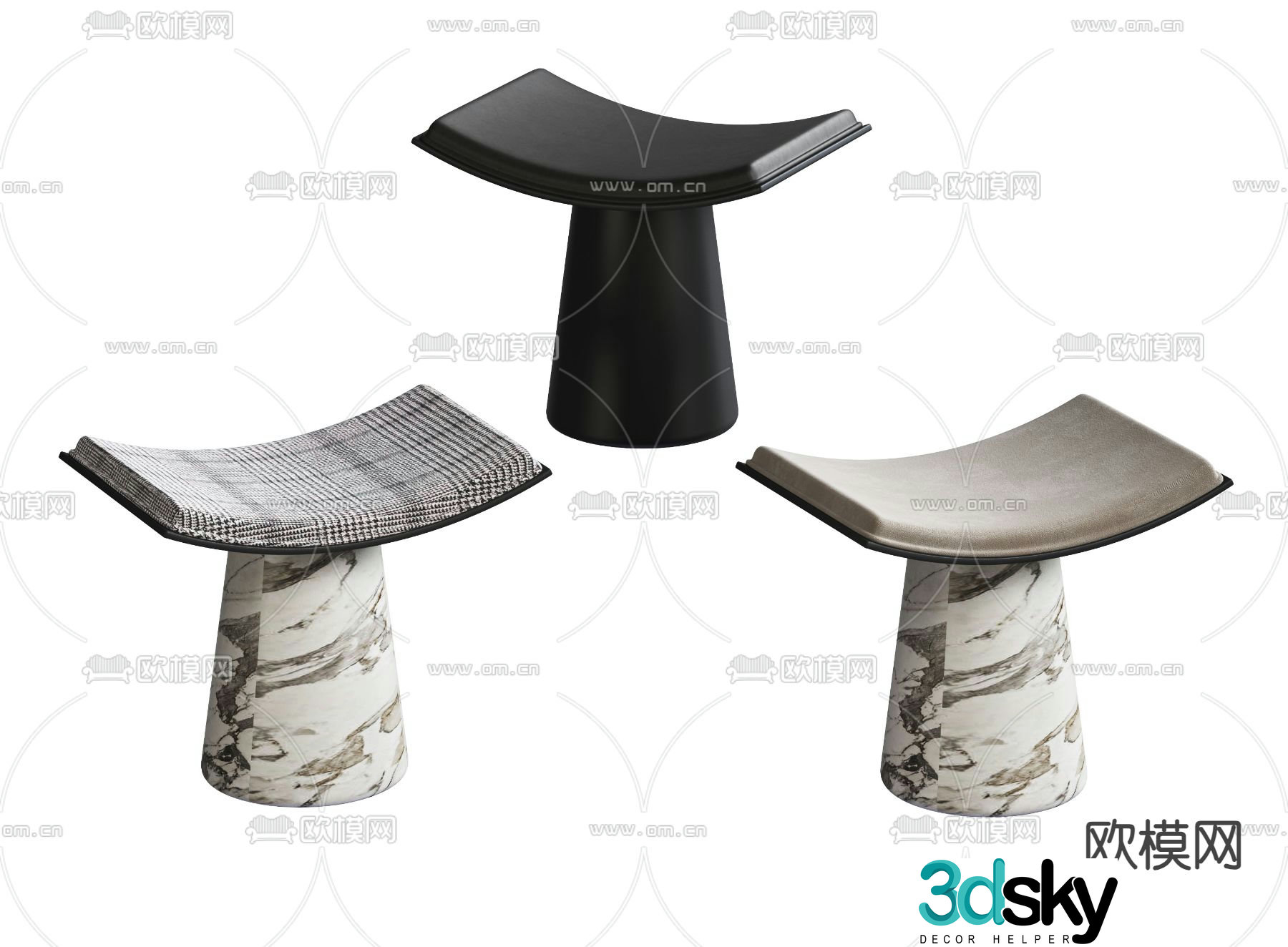 Stool low stool sitting stool 3d model