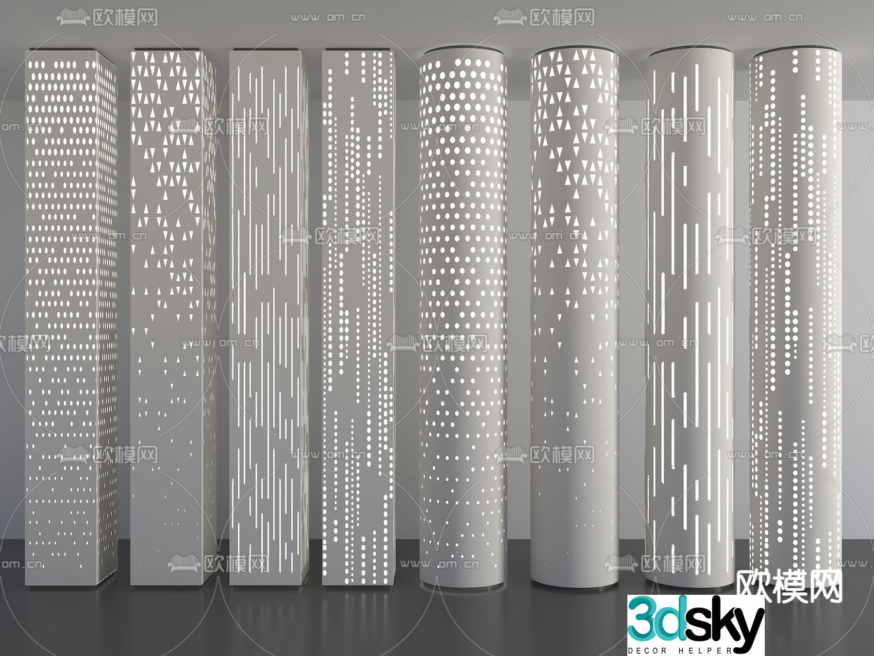 Hollow cylinder translucent column luminous column 3D model