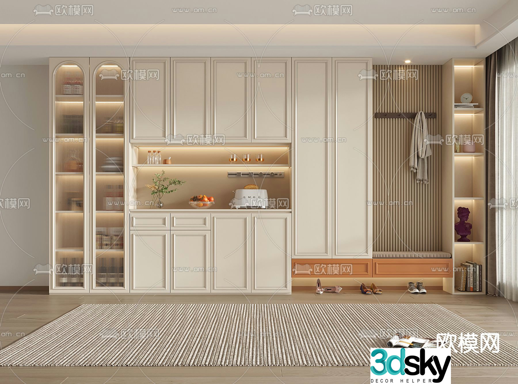 French wine cabinet shoe cabinet 3d model