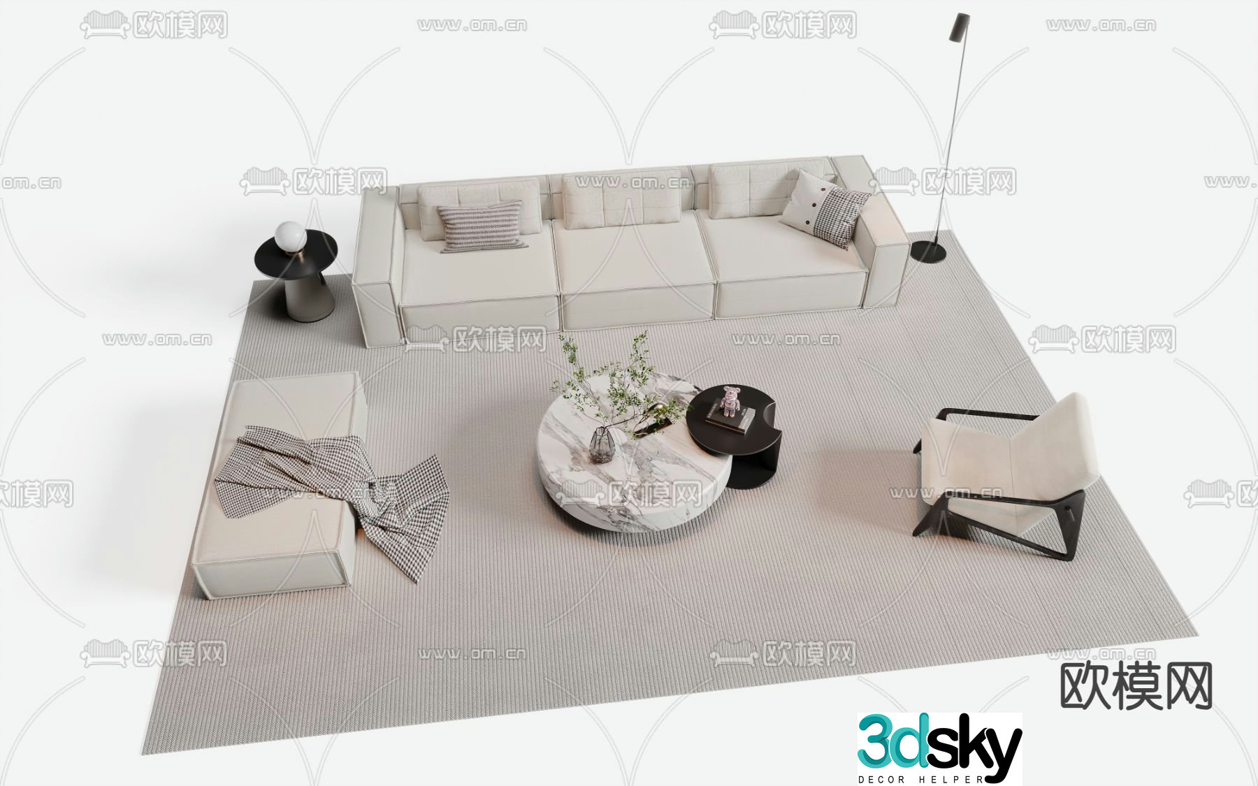 Modular sofa upholstered sofa 3d model