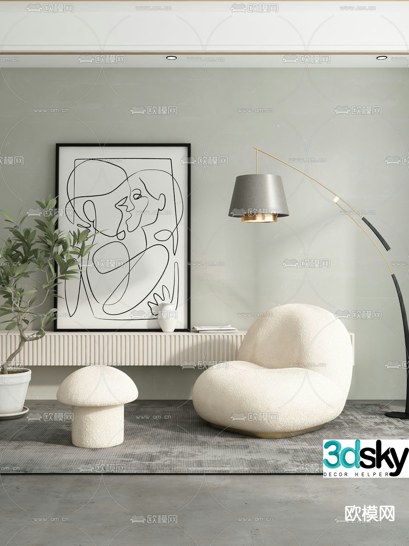 Single sofa leisure sofa 3d model
