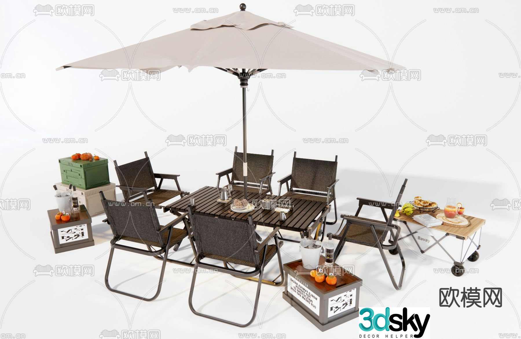 Outdoor tables and chairs folding tables and chairs camping outswing 3d model