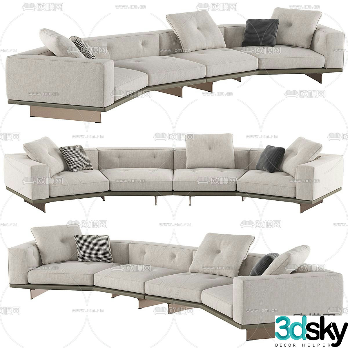 Dylan curved sofa multi-person sofa 3d model