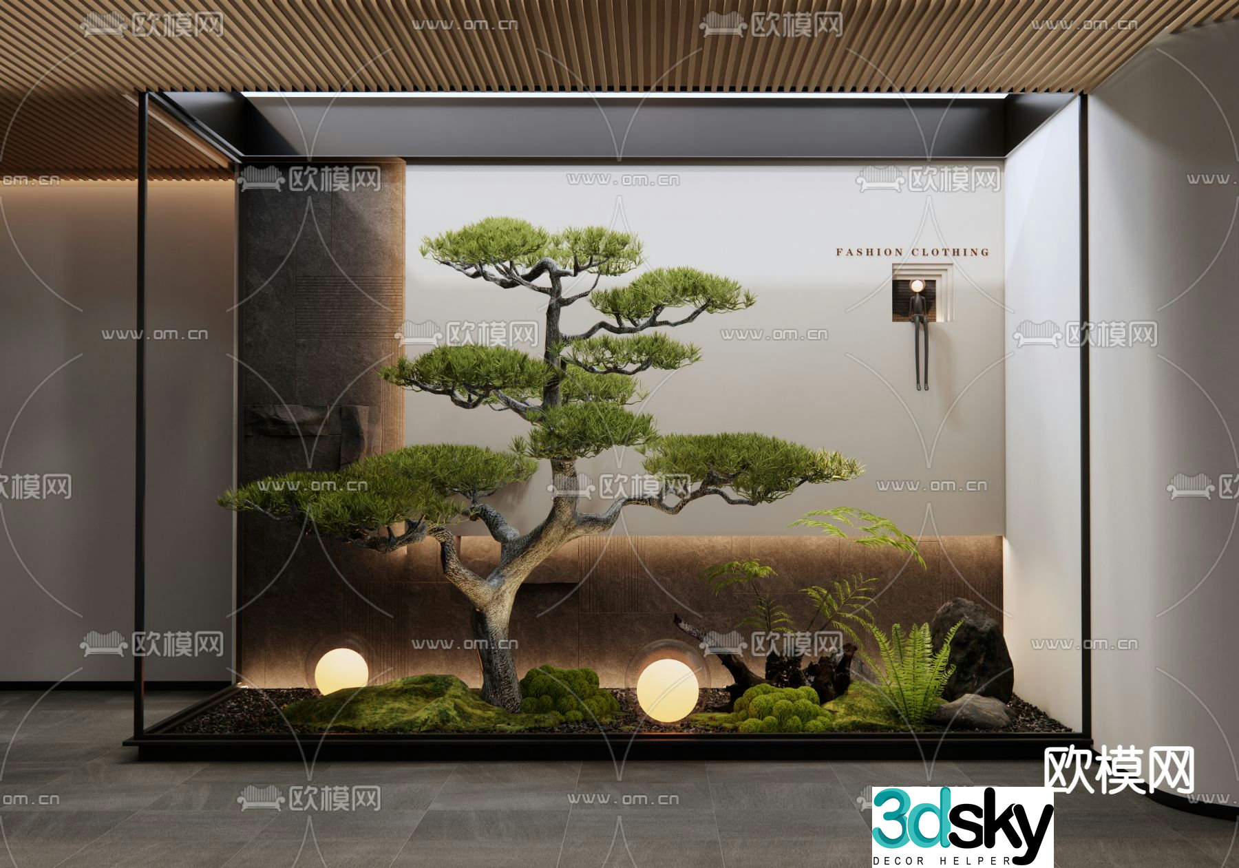 Indoor landscape pine tree landscaping 3d model