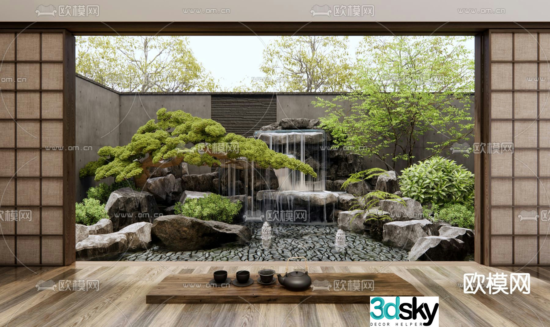 Dry landscape landscape rockery waterscape 3d model