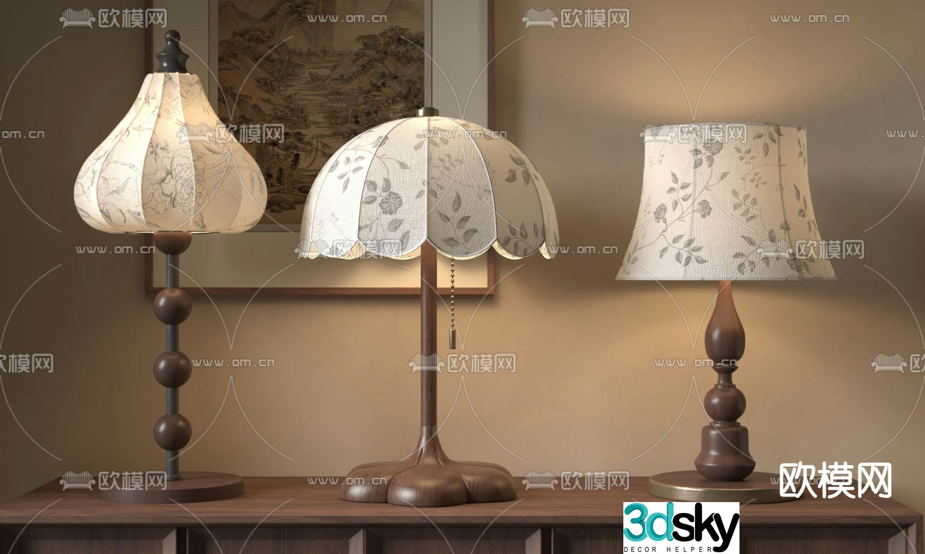 Medieval style desk lamp 3d model