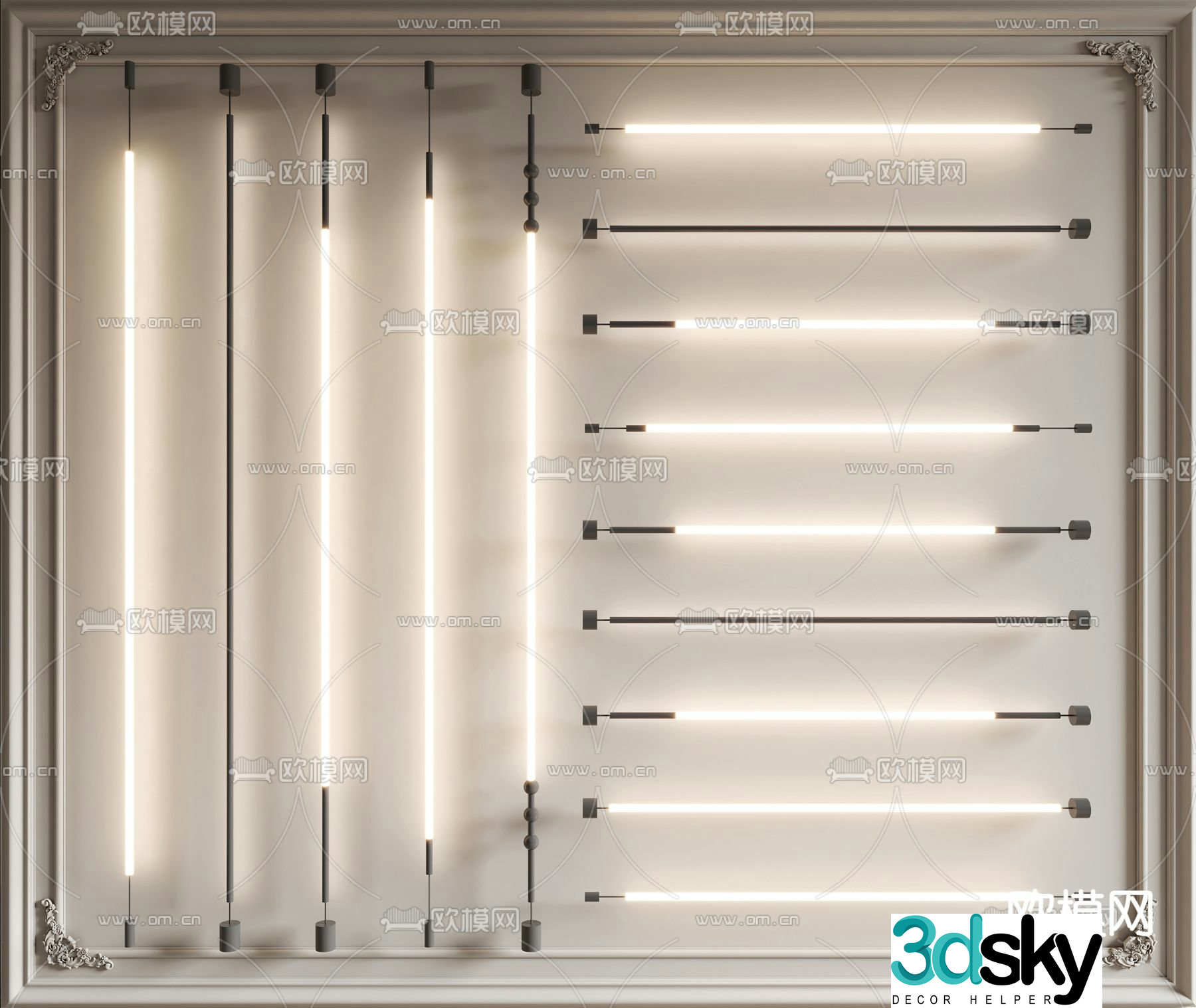 Skyline light linear light steel strip light 3d model