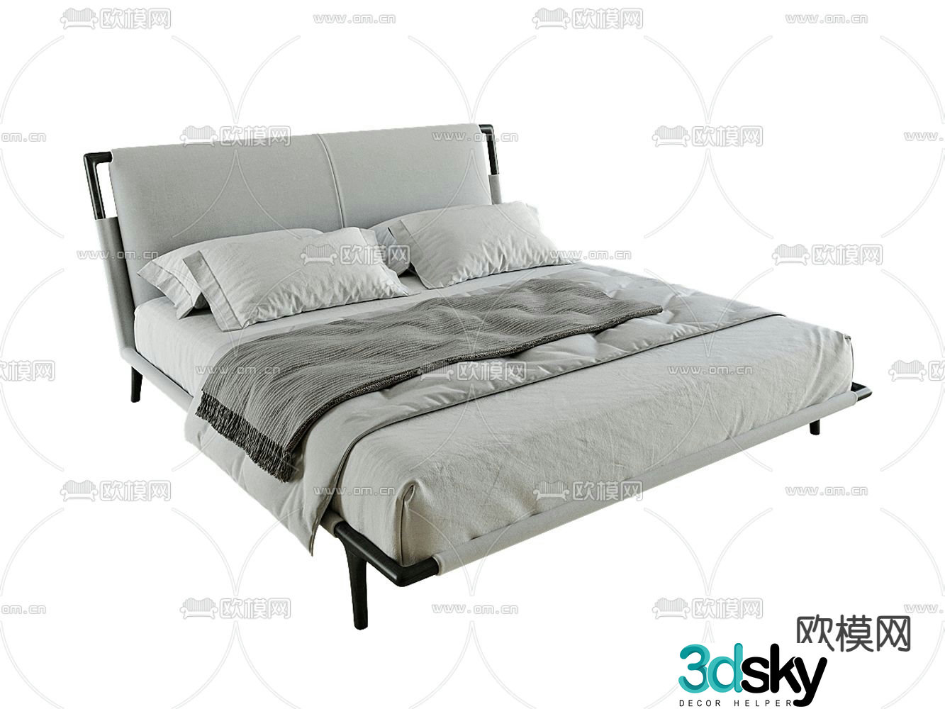 Modern double bed 3d model