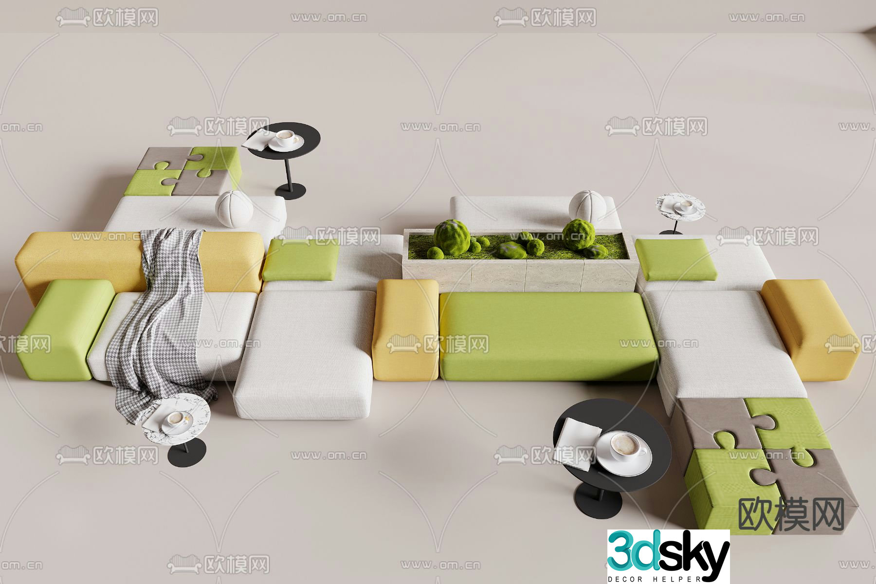 Office sofa modular sofa splicing sofa 3d model