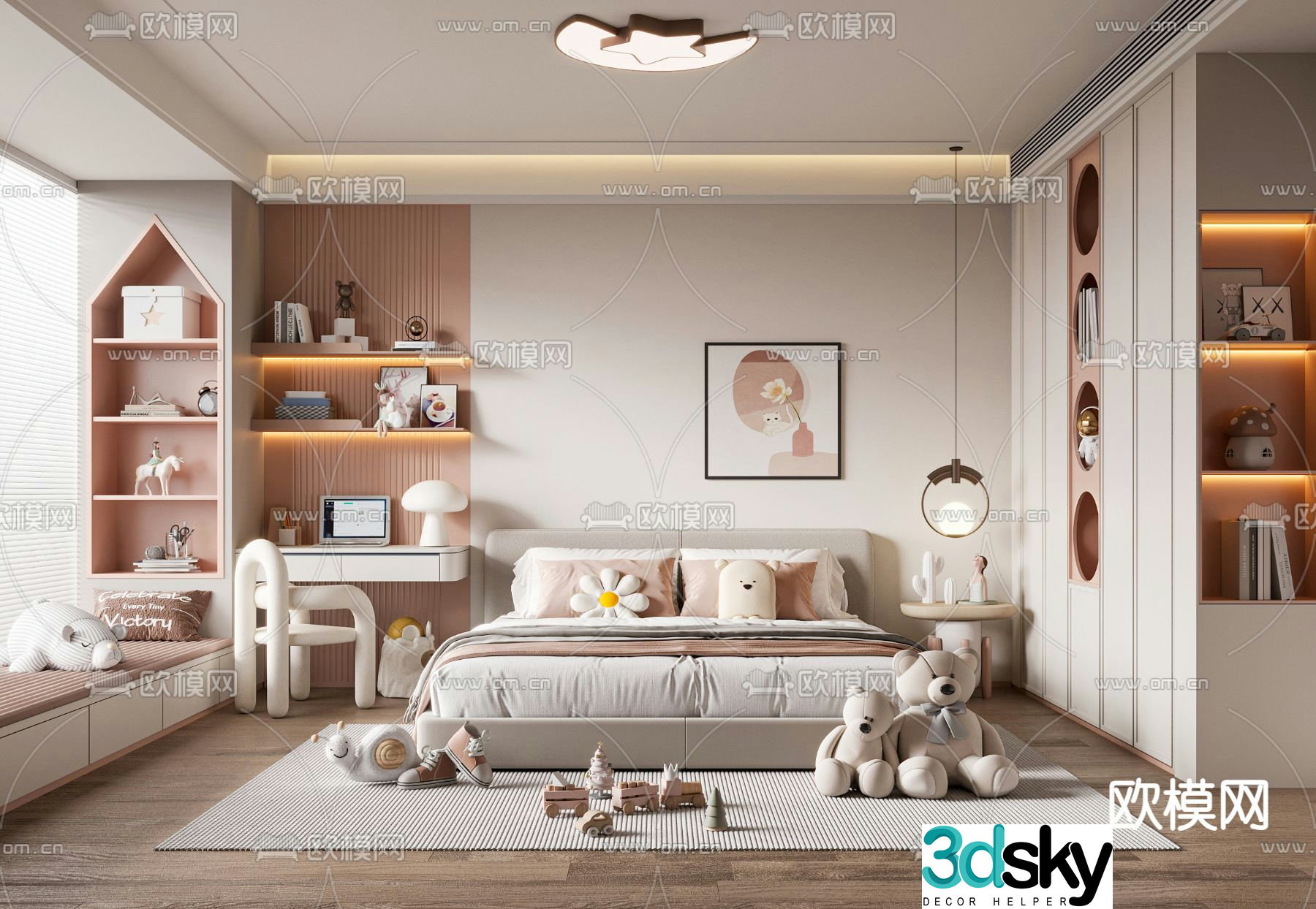 Modern children’s room children’s room girls’ room 3d model