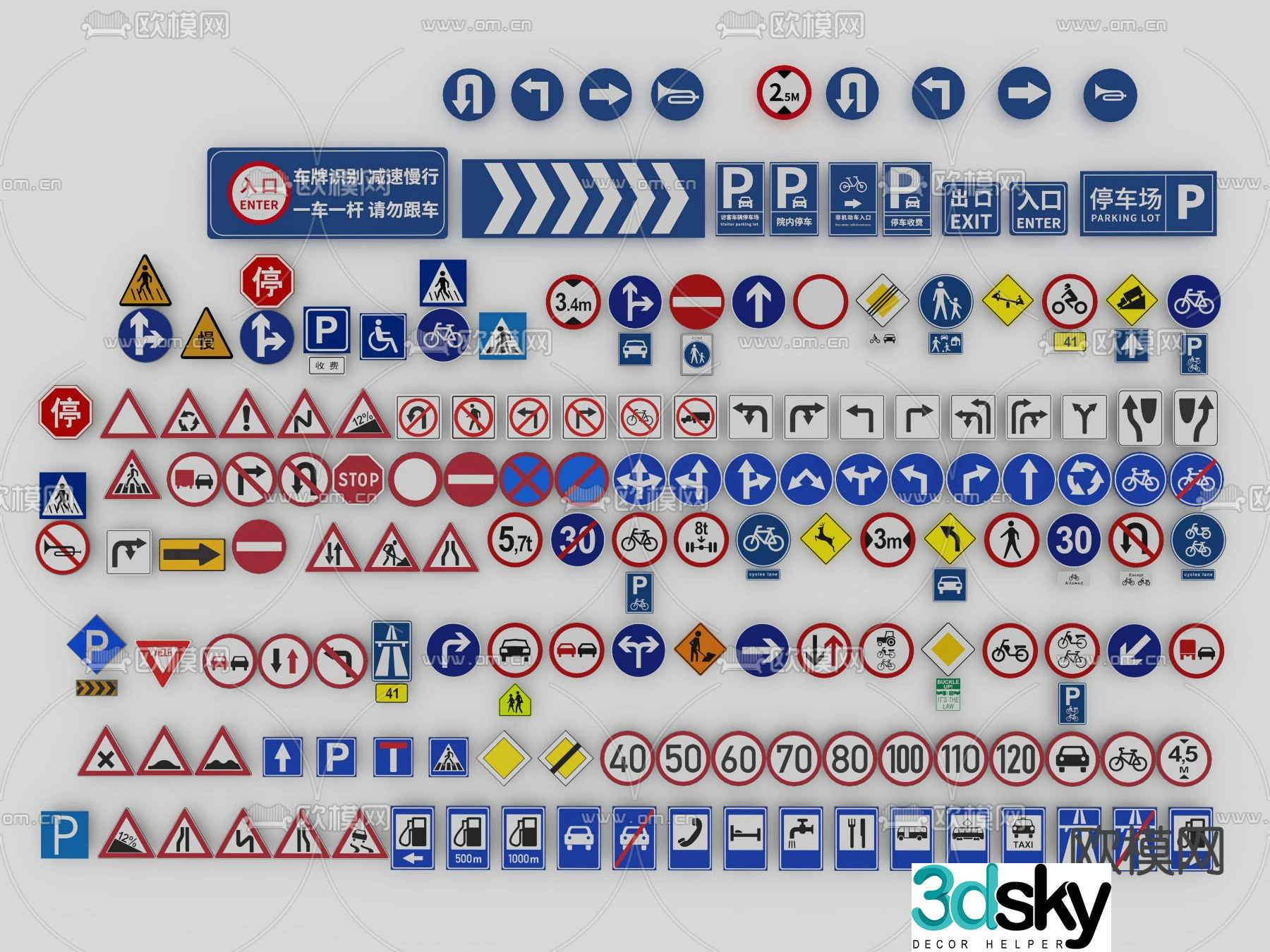 Traffic warning sign safety sign 3d model