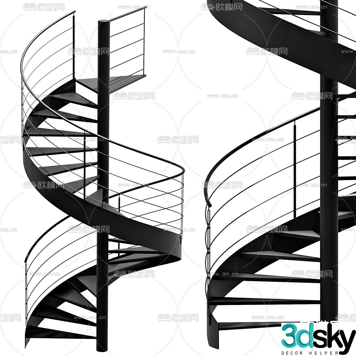 spiral staircase handrail staircase 3d model