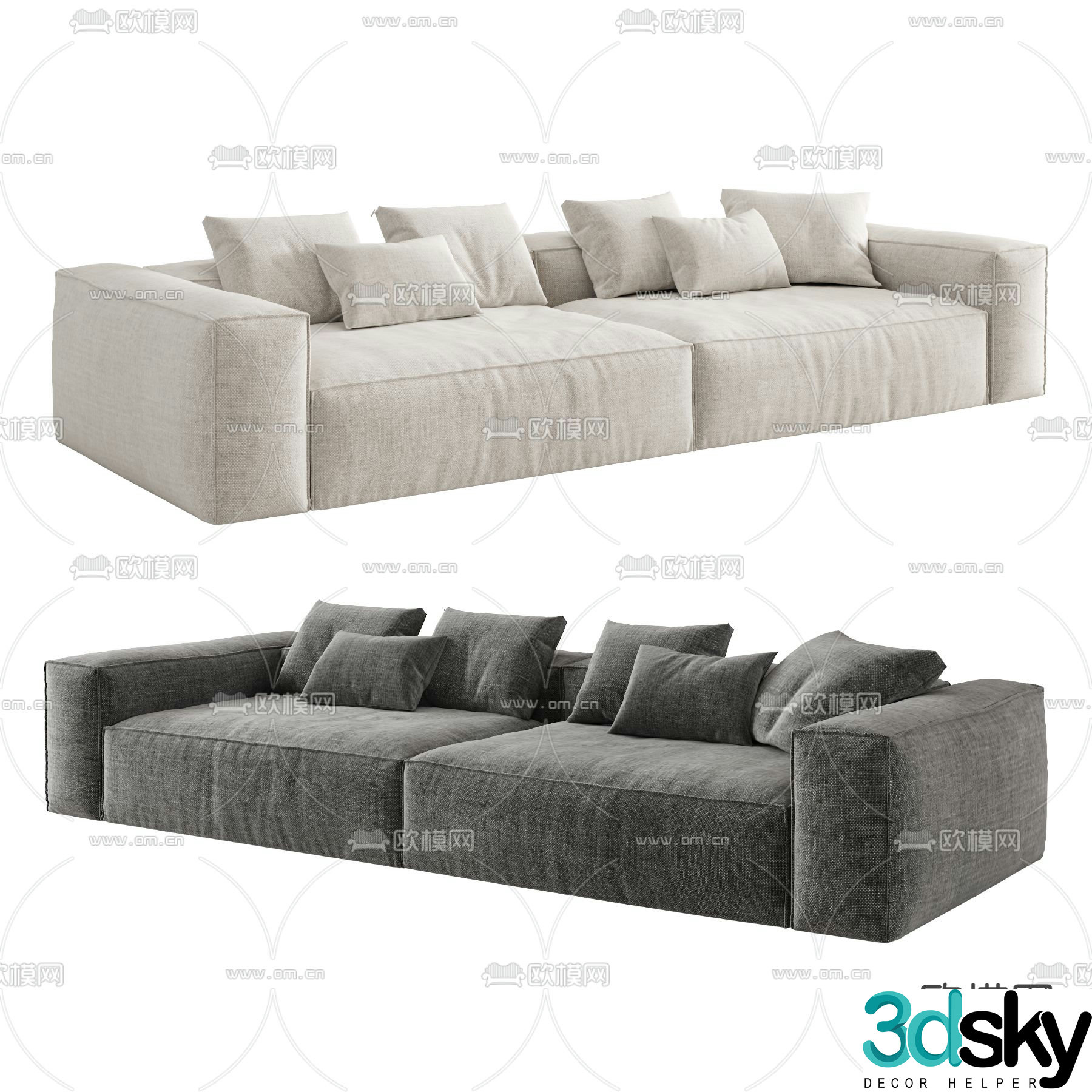 Double sofa upholstered sofa 3d model