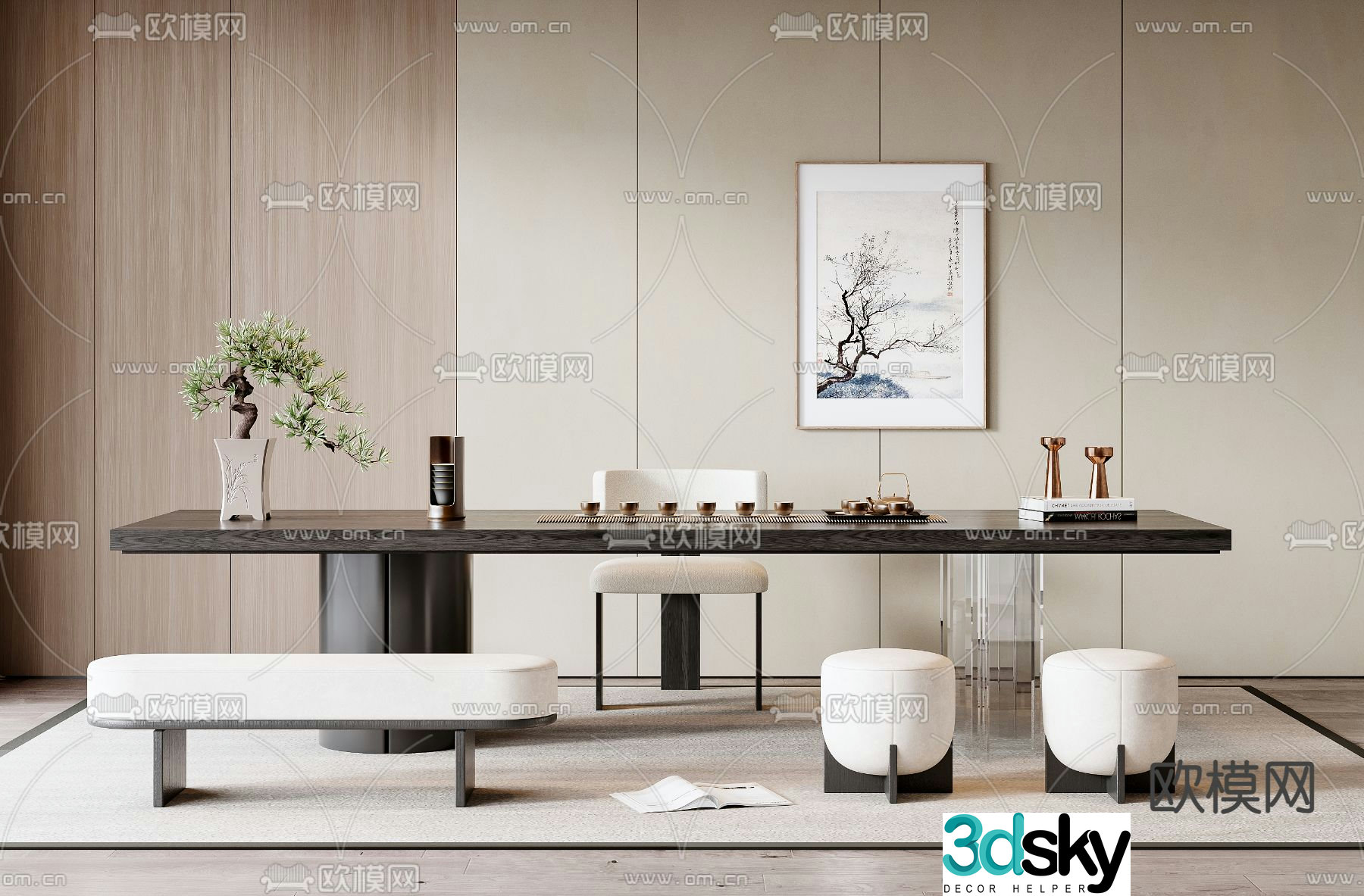 New Chinese tea table tea table 3D model