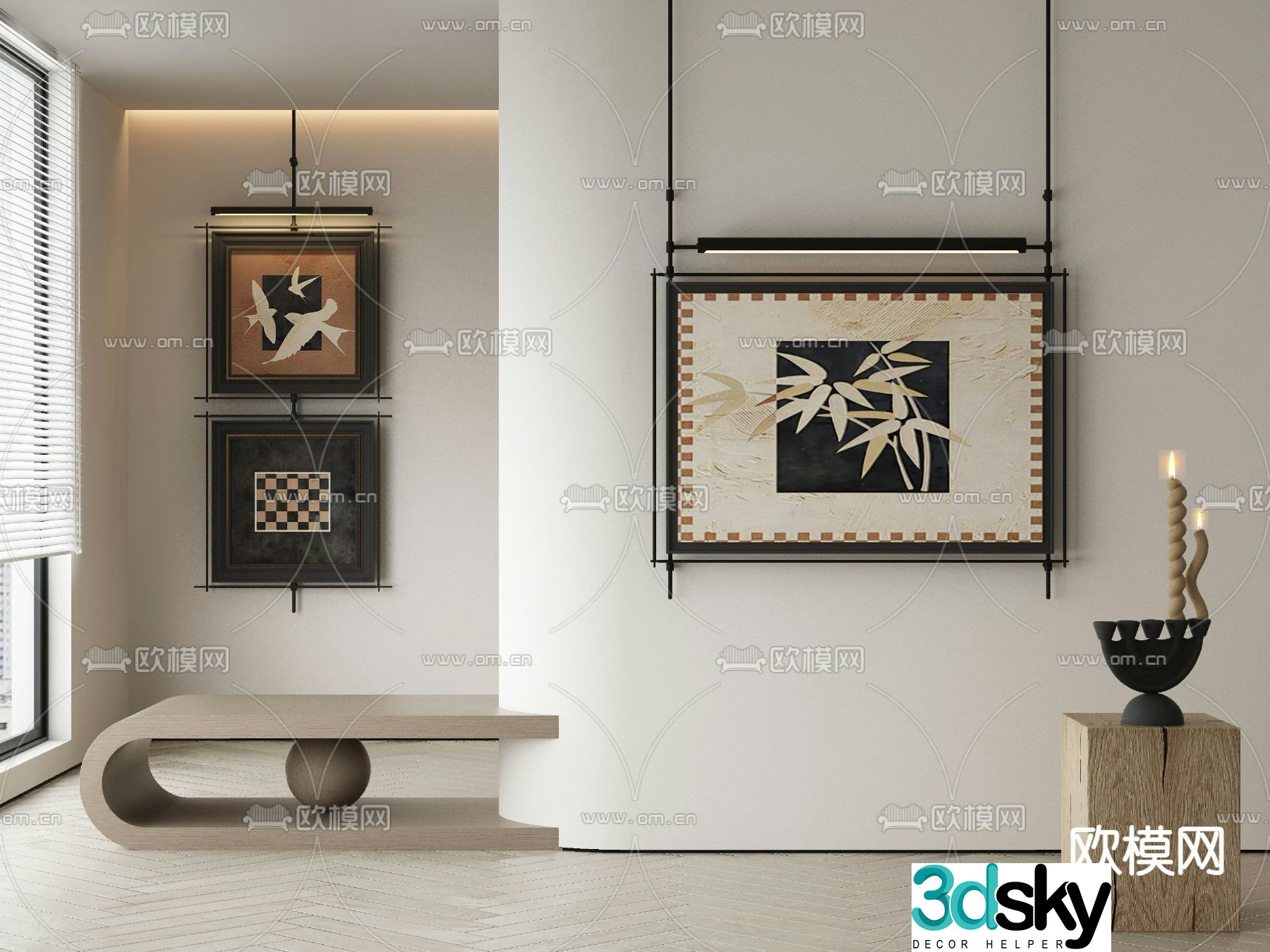 Middle-aged decorative painting Abstract painting Art painting 3d model