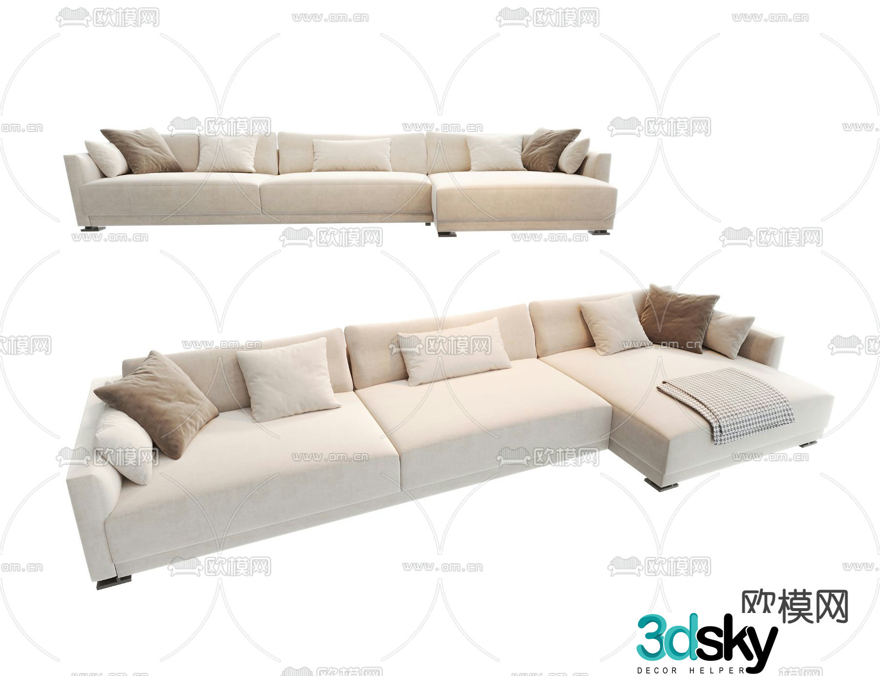 multi-person sofa corner sofa 3d model
