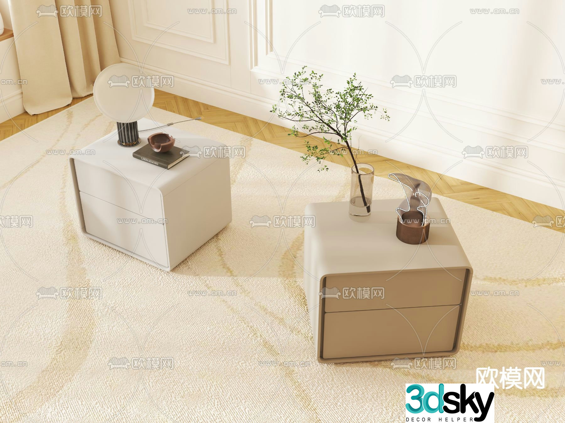 Modern bedside table 3d model