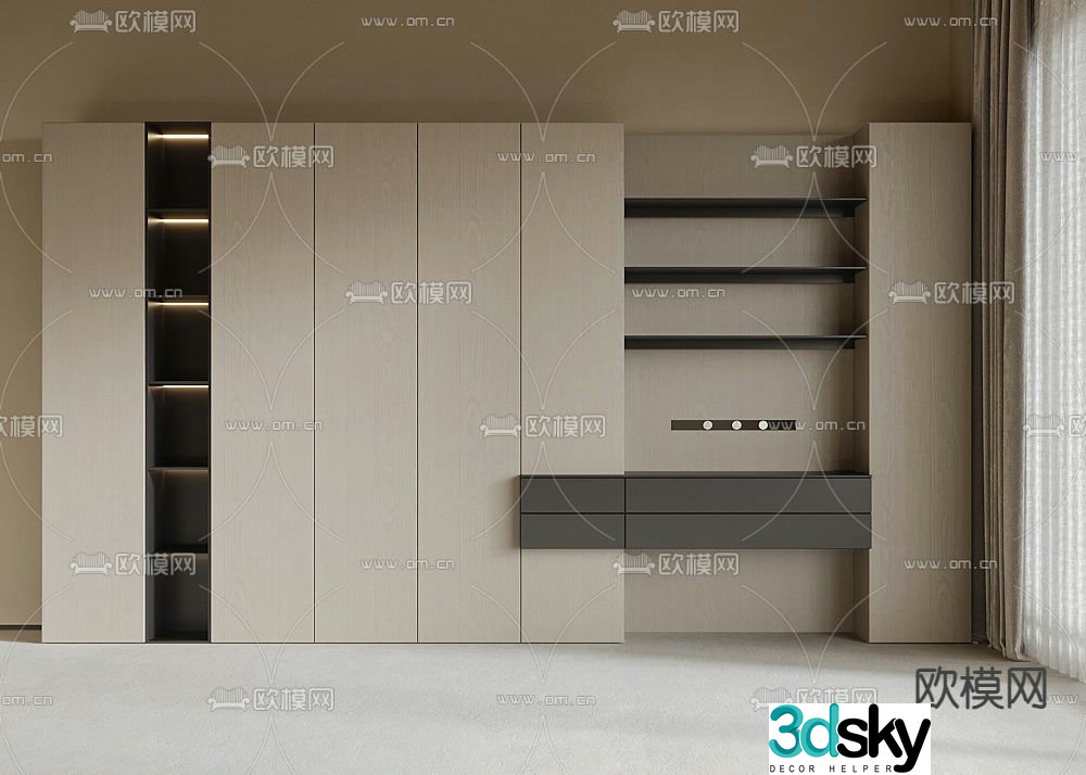 Modern bookcase bookshelf 3d model