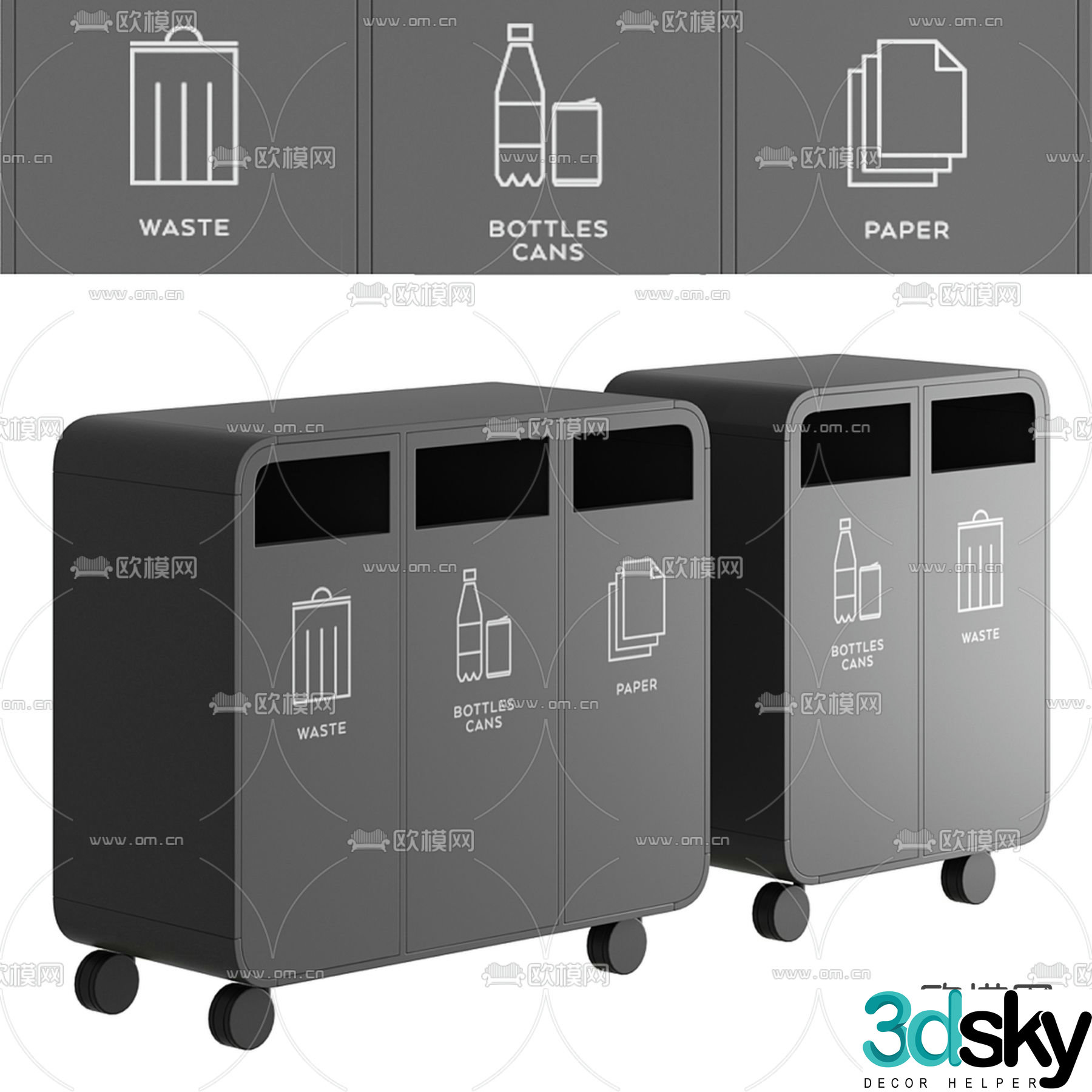 Outdoor trash can classification trash can 3d model