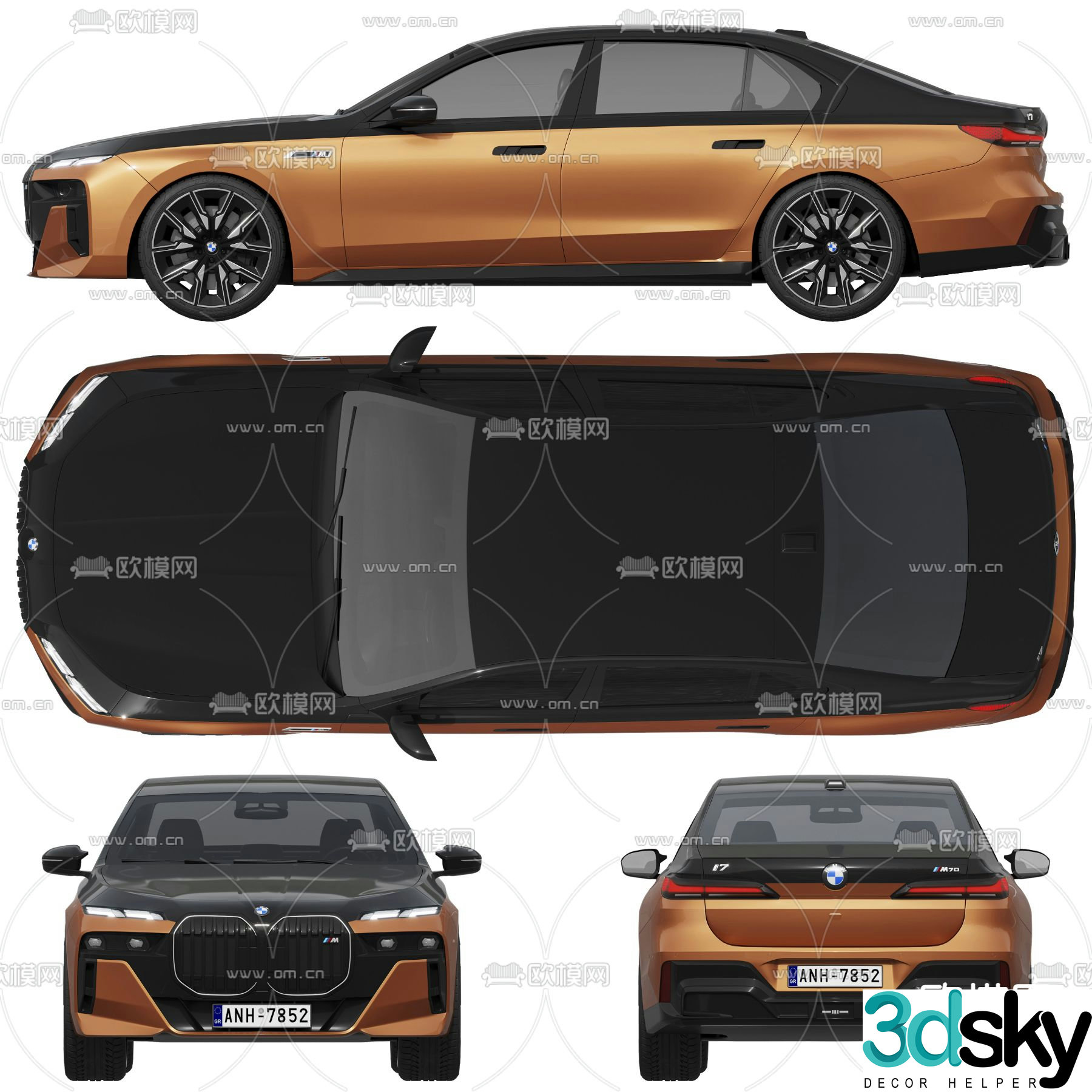 bmw i7 electric car sedan 3d model