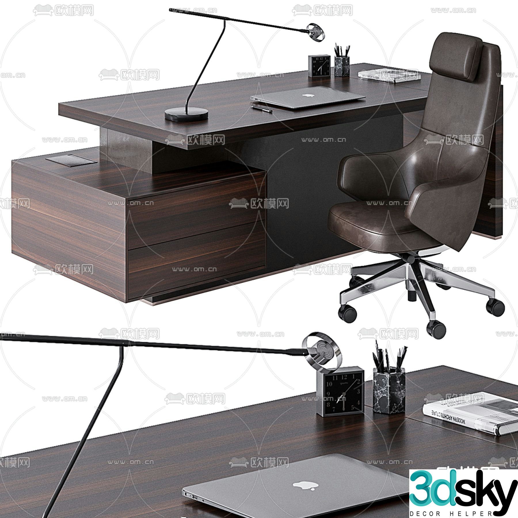 desk executive desk boss desk 3d model