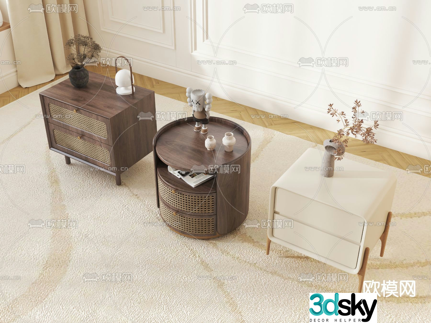 Nordic bedside table 3d model
