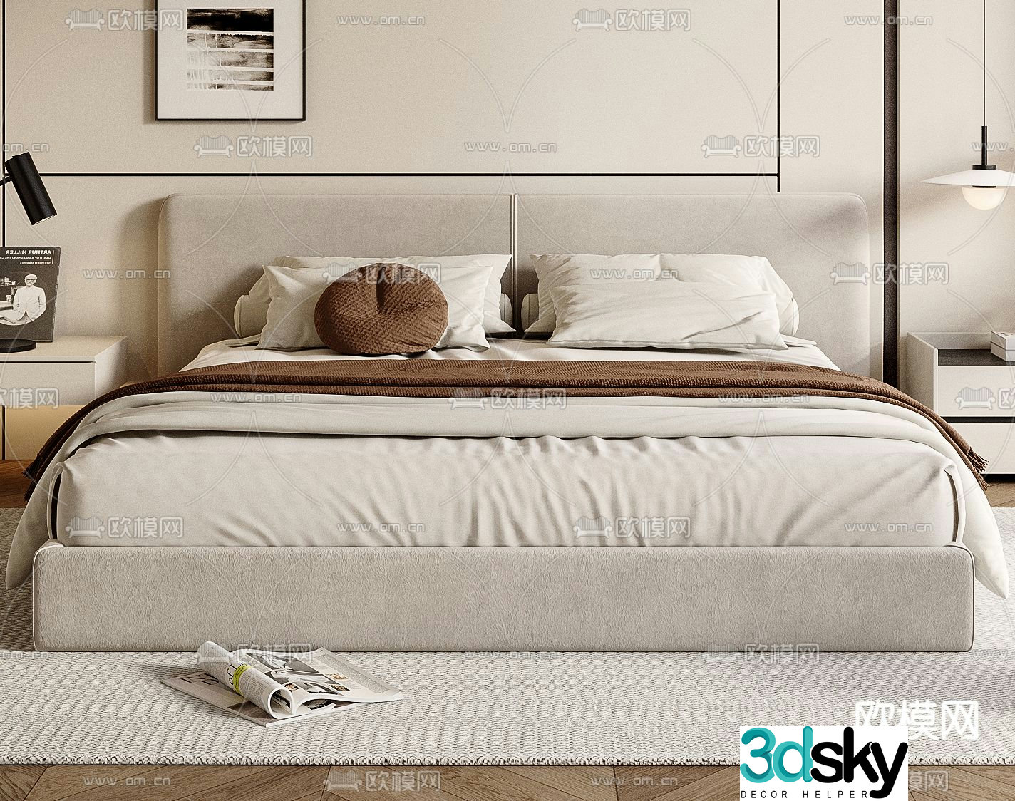 Modern double bed 3d model
