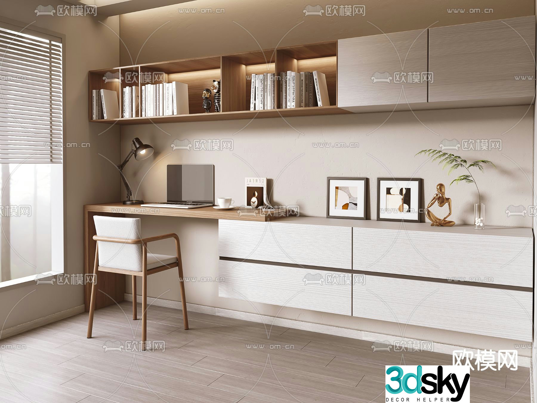 Italian desk suspended writing desk computer desk 3D model
