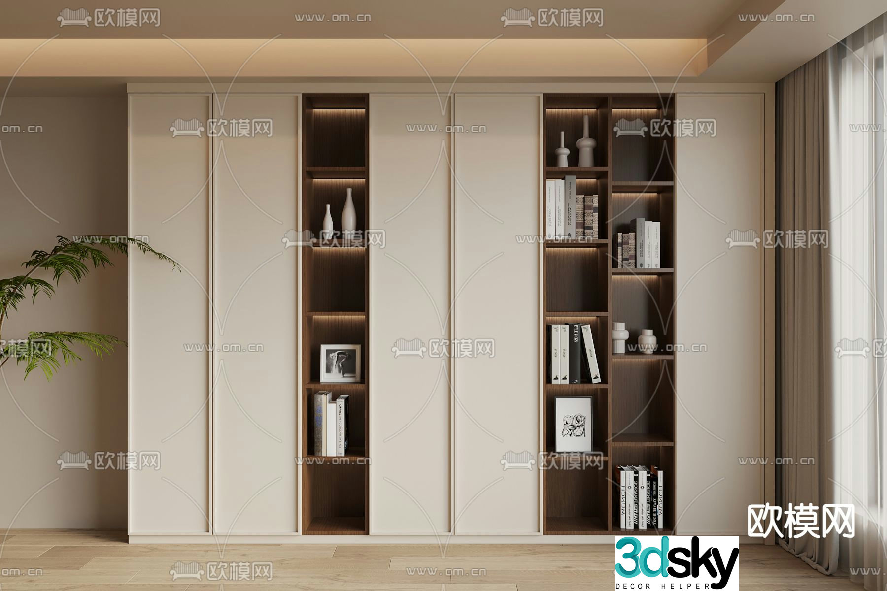 Medieval style bookcase decorative cabinet 3d model