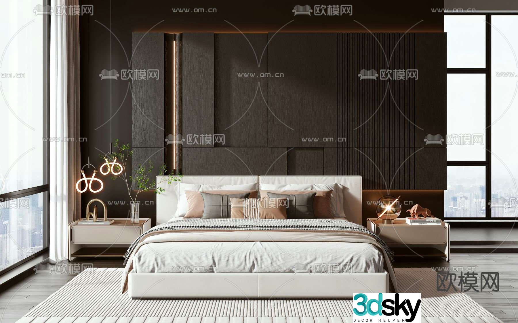 Modern double bed 3d model