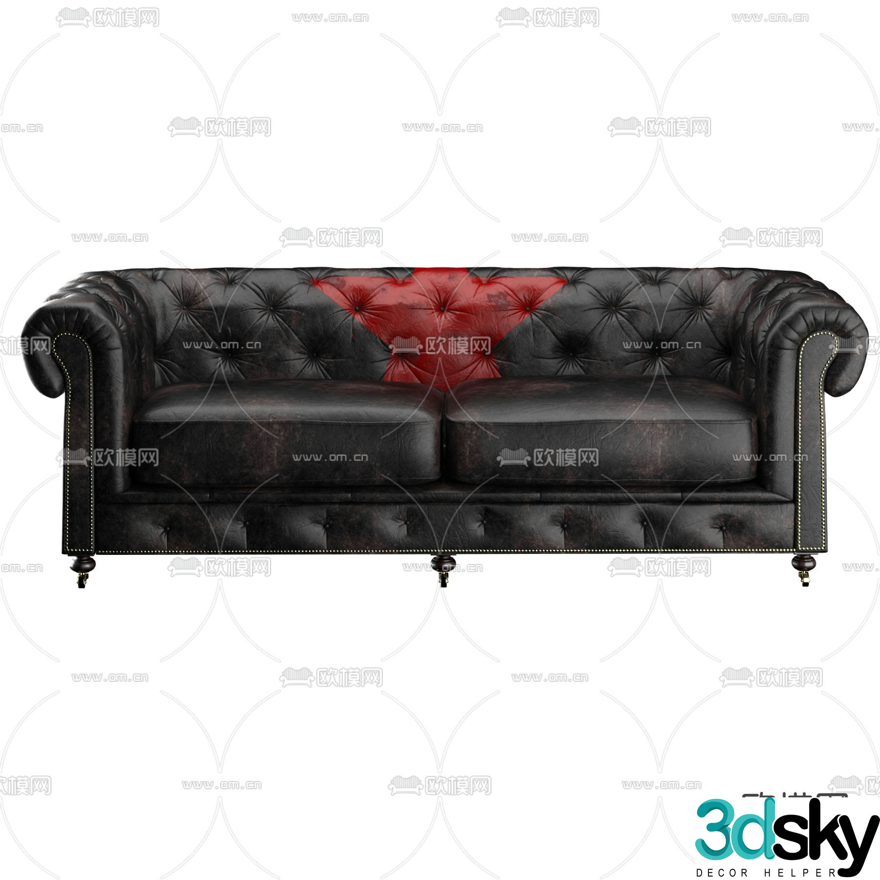 Double sofa leather sofa 3d model