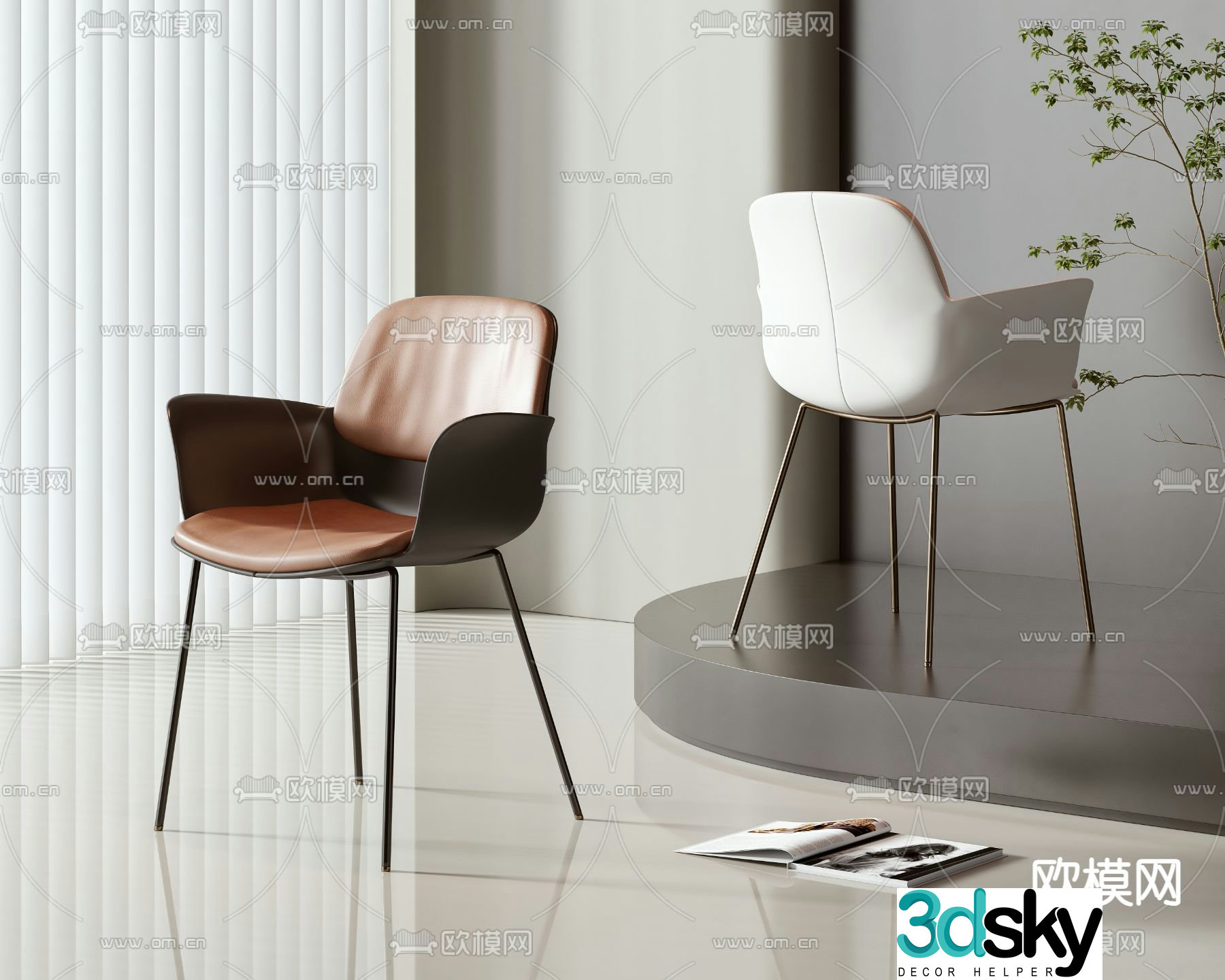 leather chair dining chair 3d model