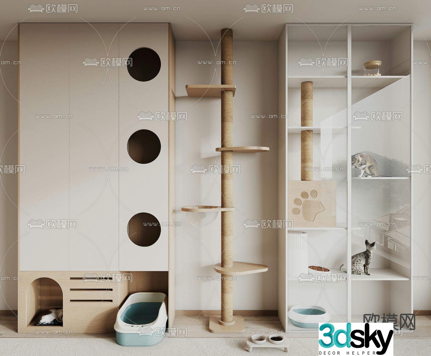 Cat climbing cabinet balcony cat cabinet cat climbing rack 3d model
