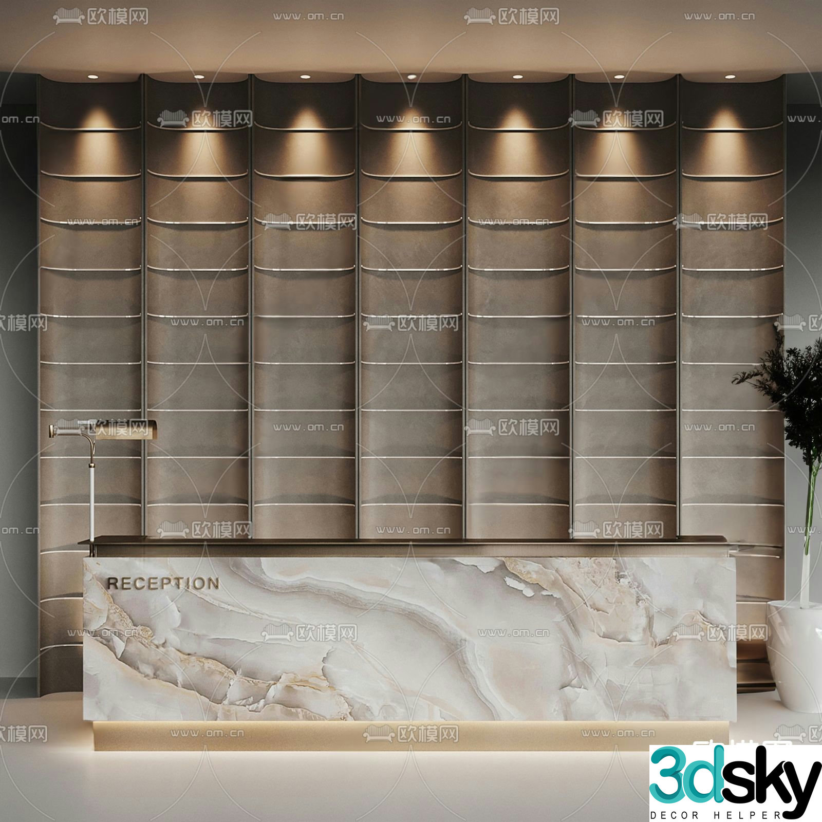 Front desk reception desk service desk 3d model