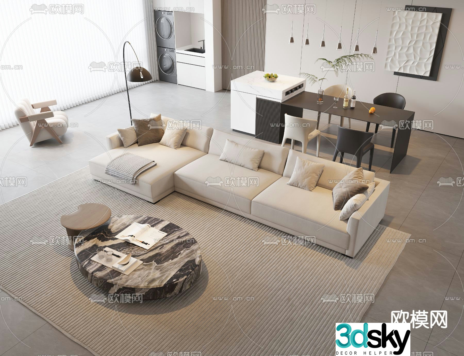 Modern sectional sofa 3d model