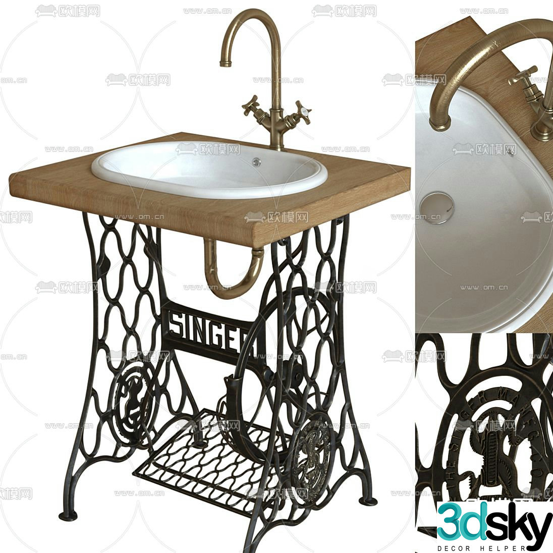 American basin wash basin wash basin 3d model