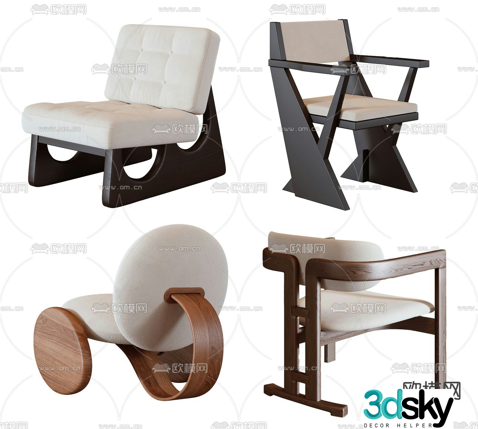 Wabi-sabi sofa chair leisure chair armchair 3d model