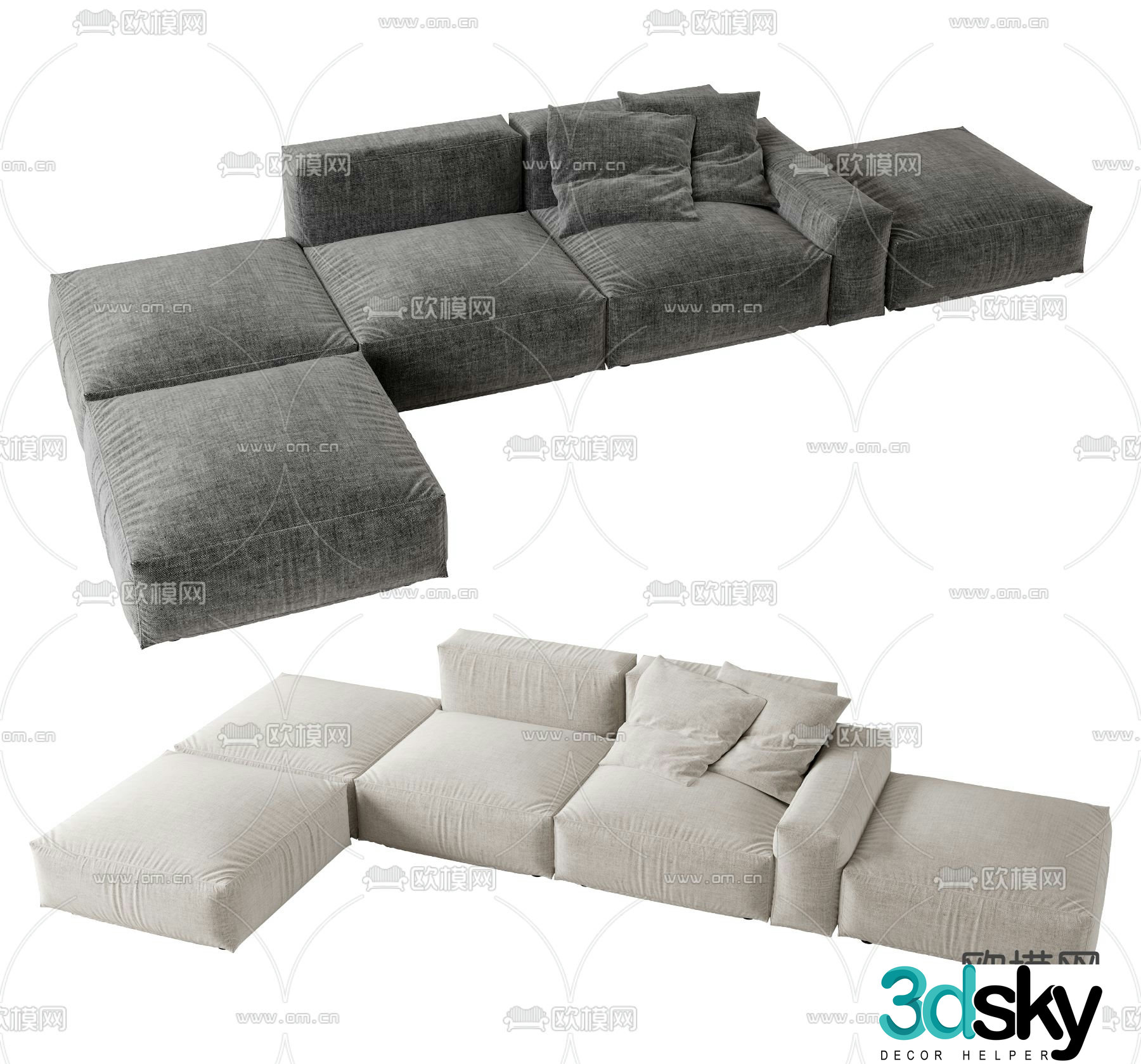 Corner sofa multi-person sofa 3d model