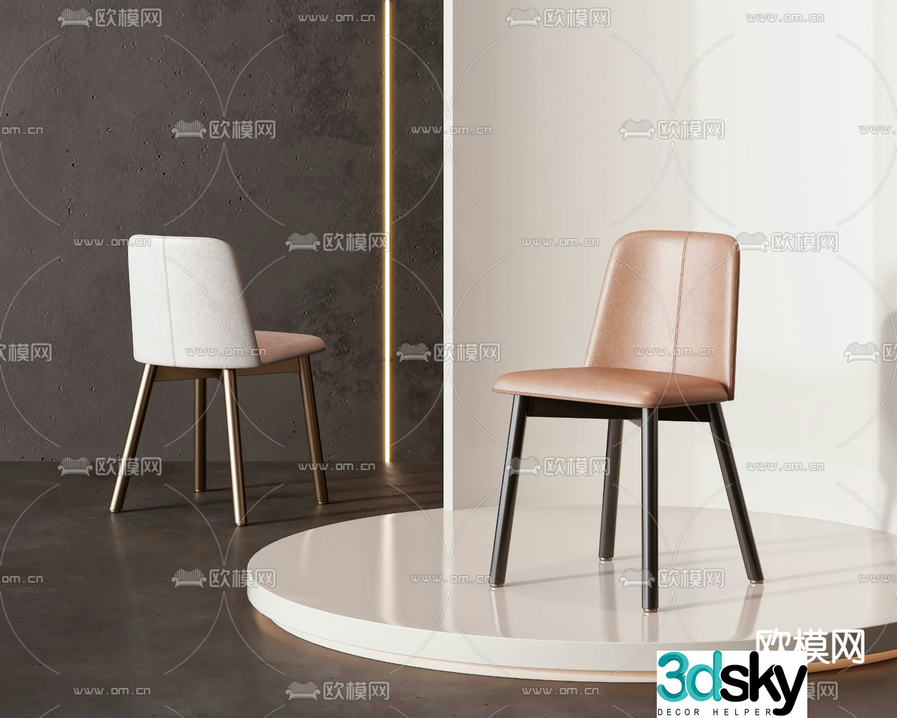 leather chair dining chair 3d model