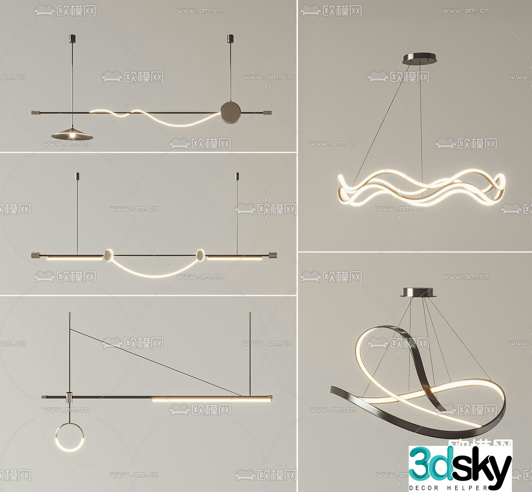 Long chandelier hall chandelier 3d model