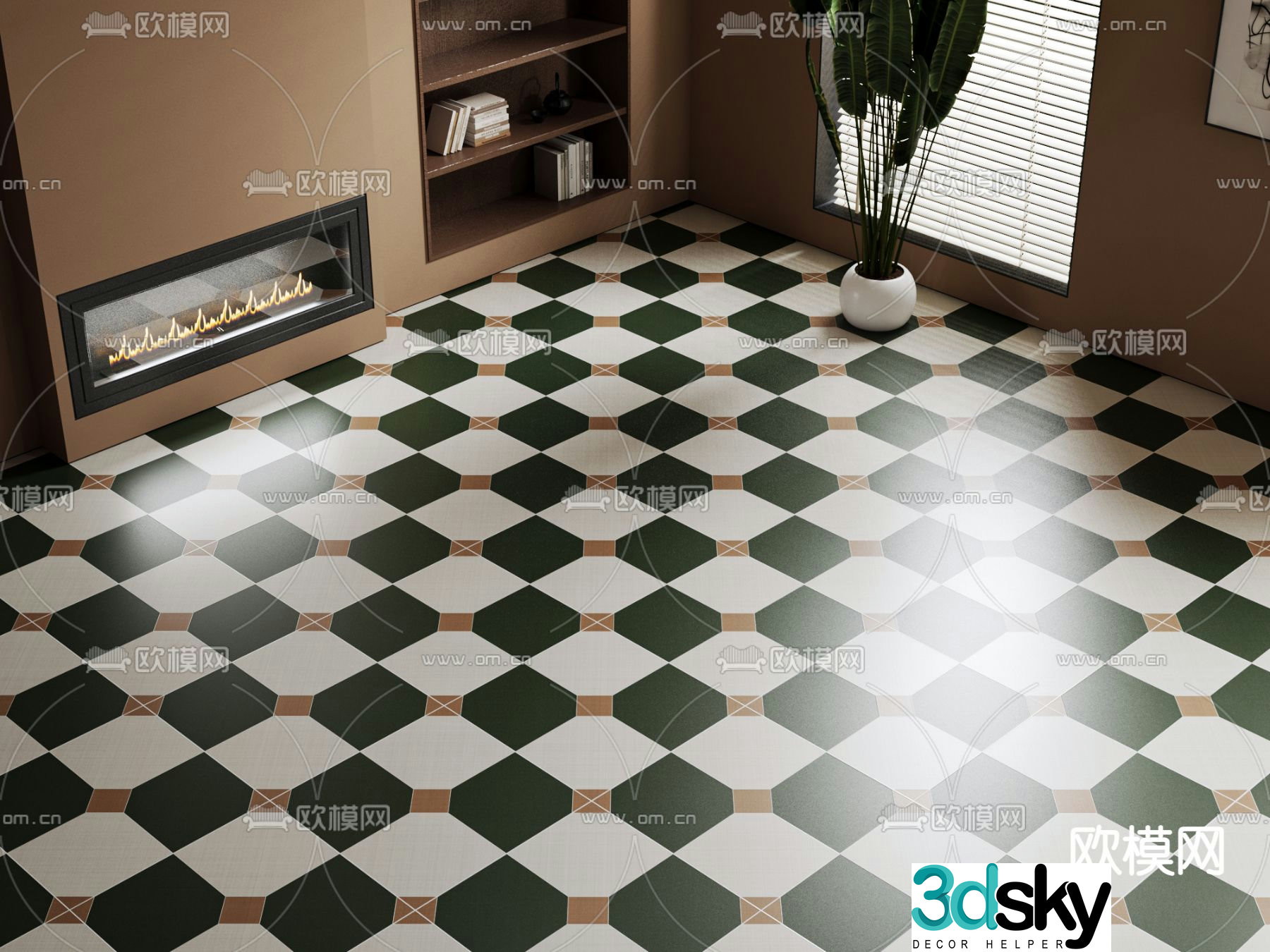 Retro floor tiles retro parquet antique tiles matte tiles 3D model