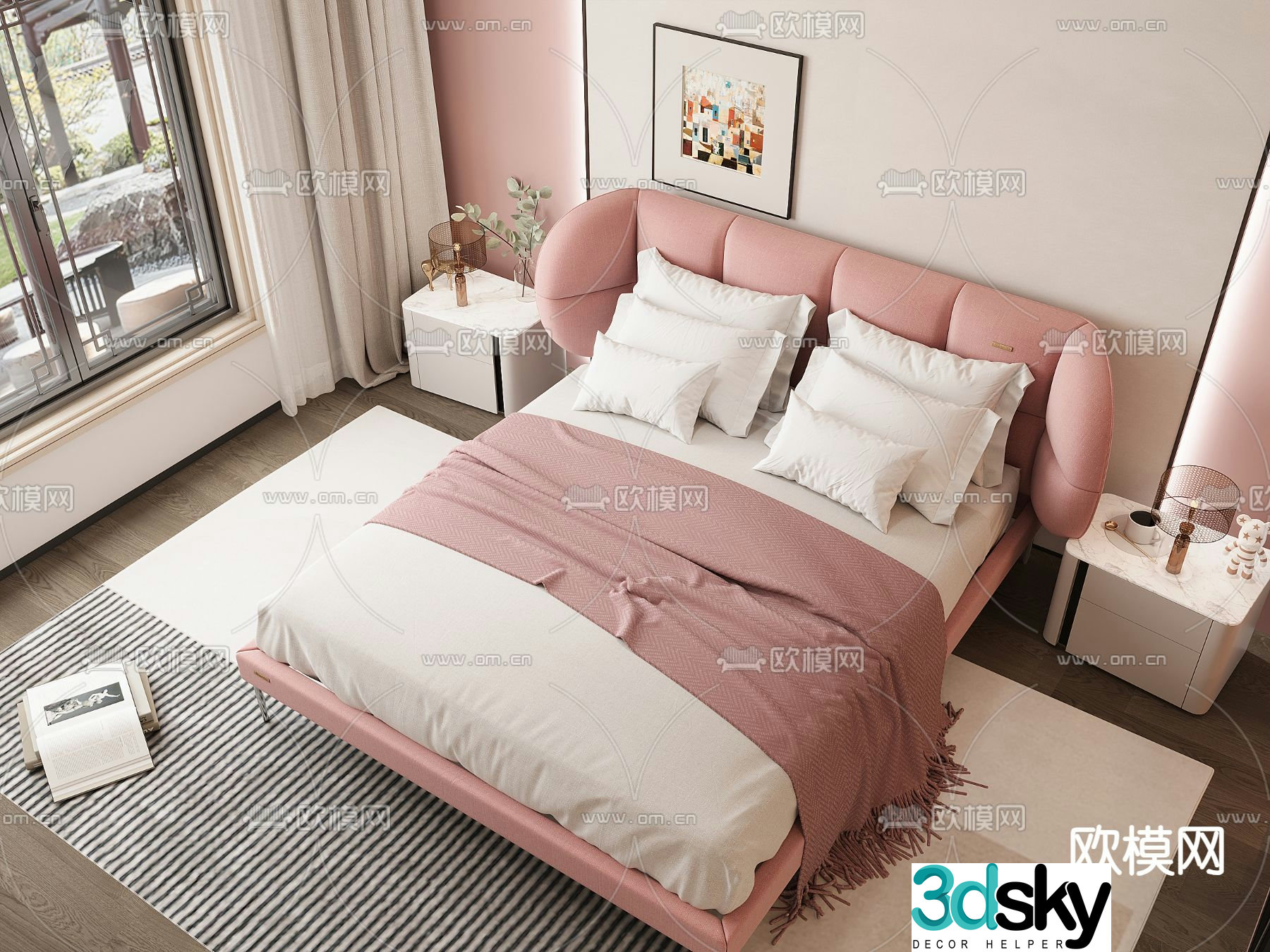 Modern double bed 3d model